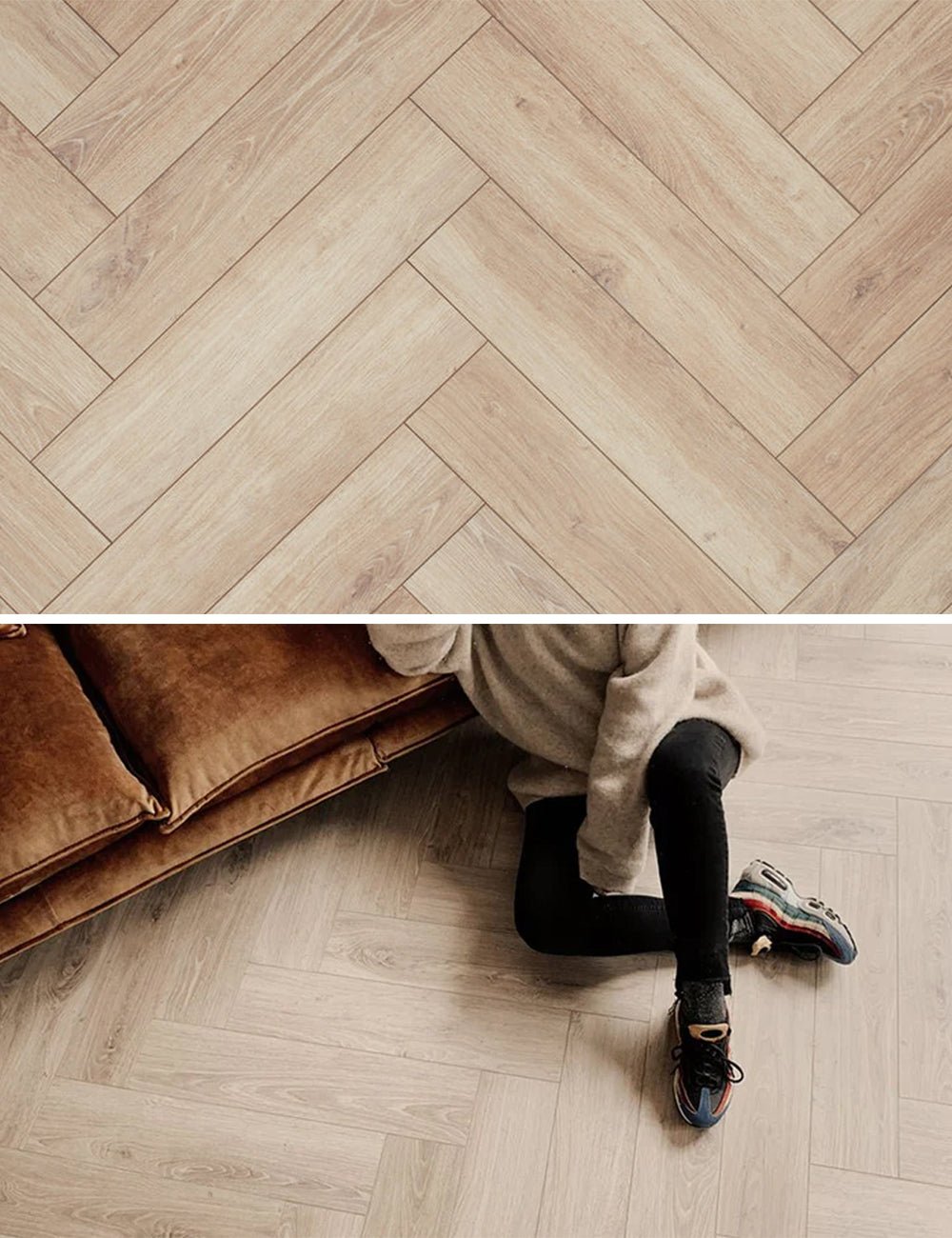 Stratifié Floer Herringbone Matt White Oak Fastclick 1605 - Solza.fr