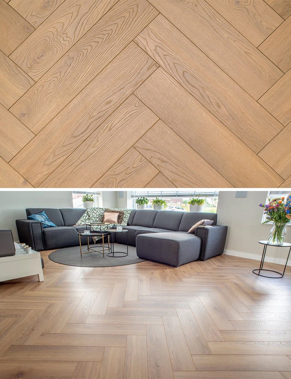 Stratifié Floer Herringbone Chêne Naturel Fastclick 1603 - Solza.fr