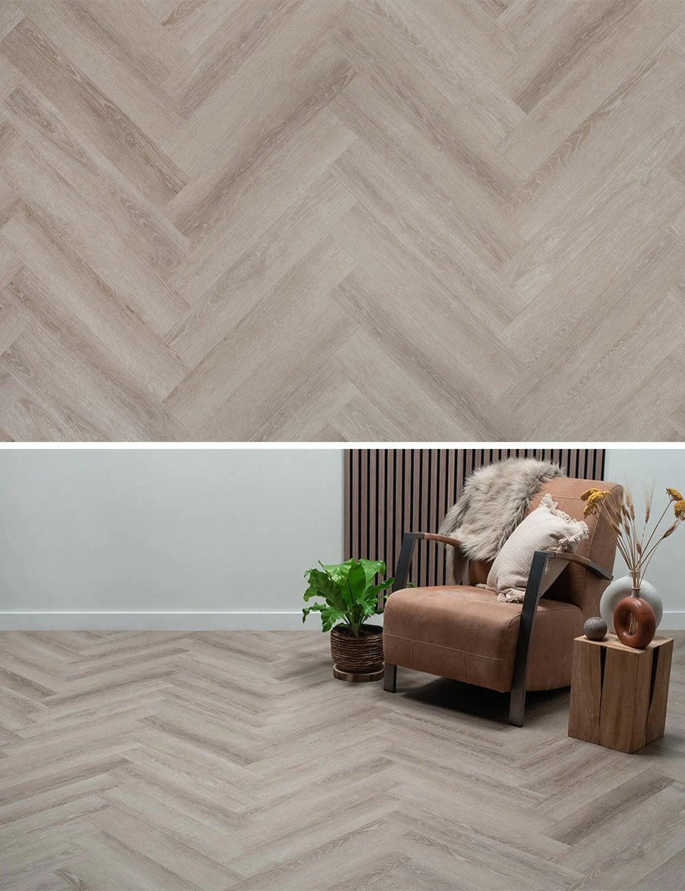 Floer Herringbone PVC Chêne gris FLR-3518 - Solza.fr