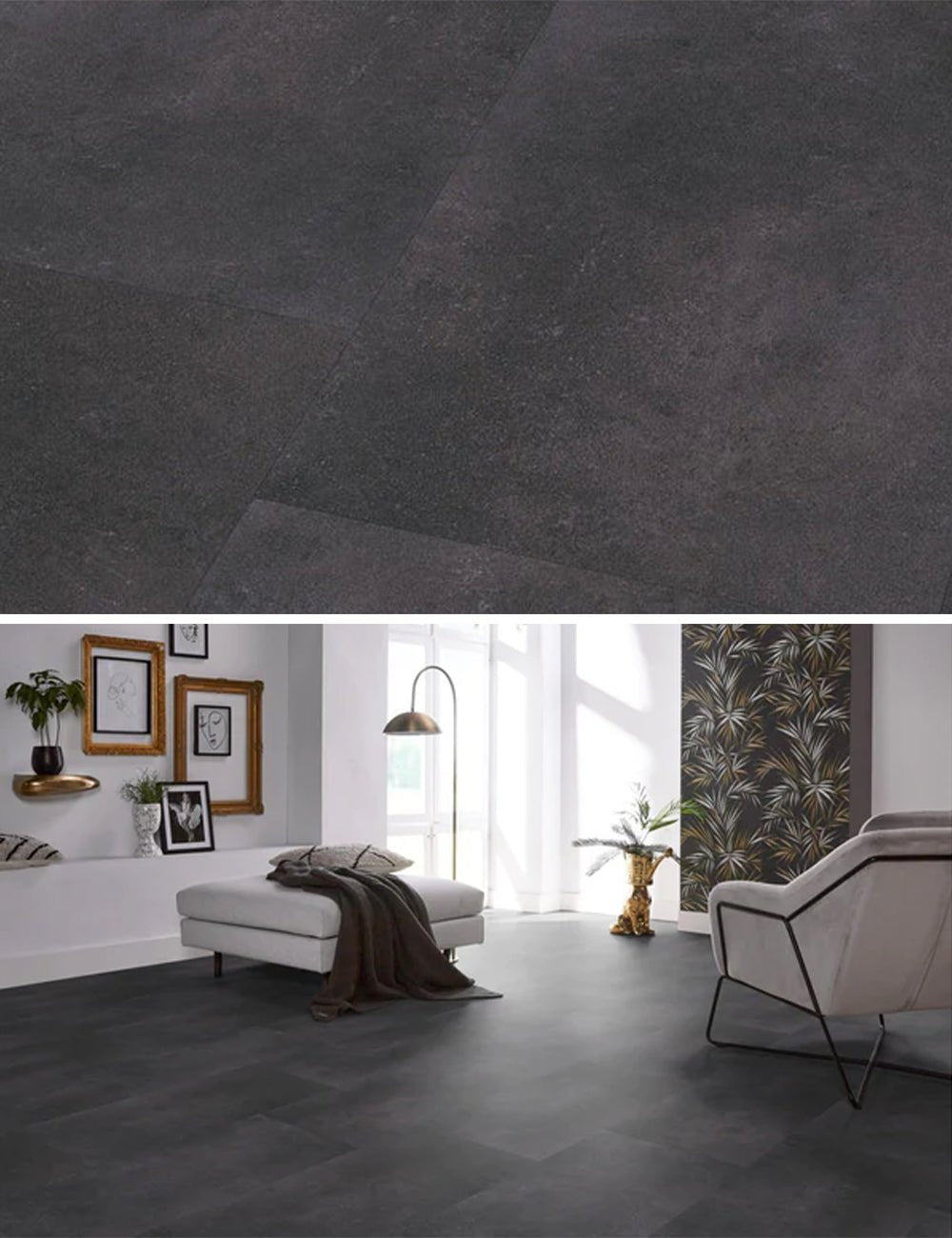 Floorlife Click Dalle PVC Southwark Anthracite 4310 - Anthracite Noir 91.4 x 45.7 cm - Solza.fr
