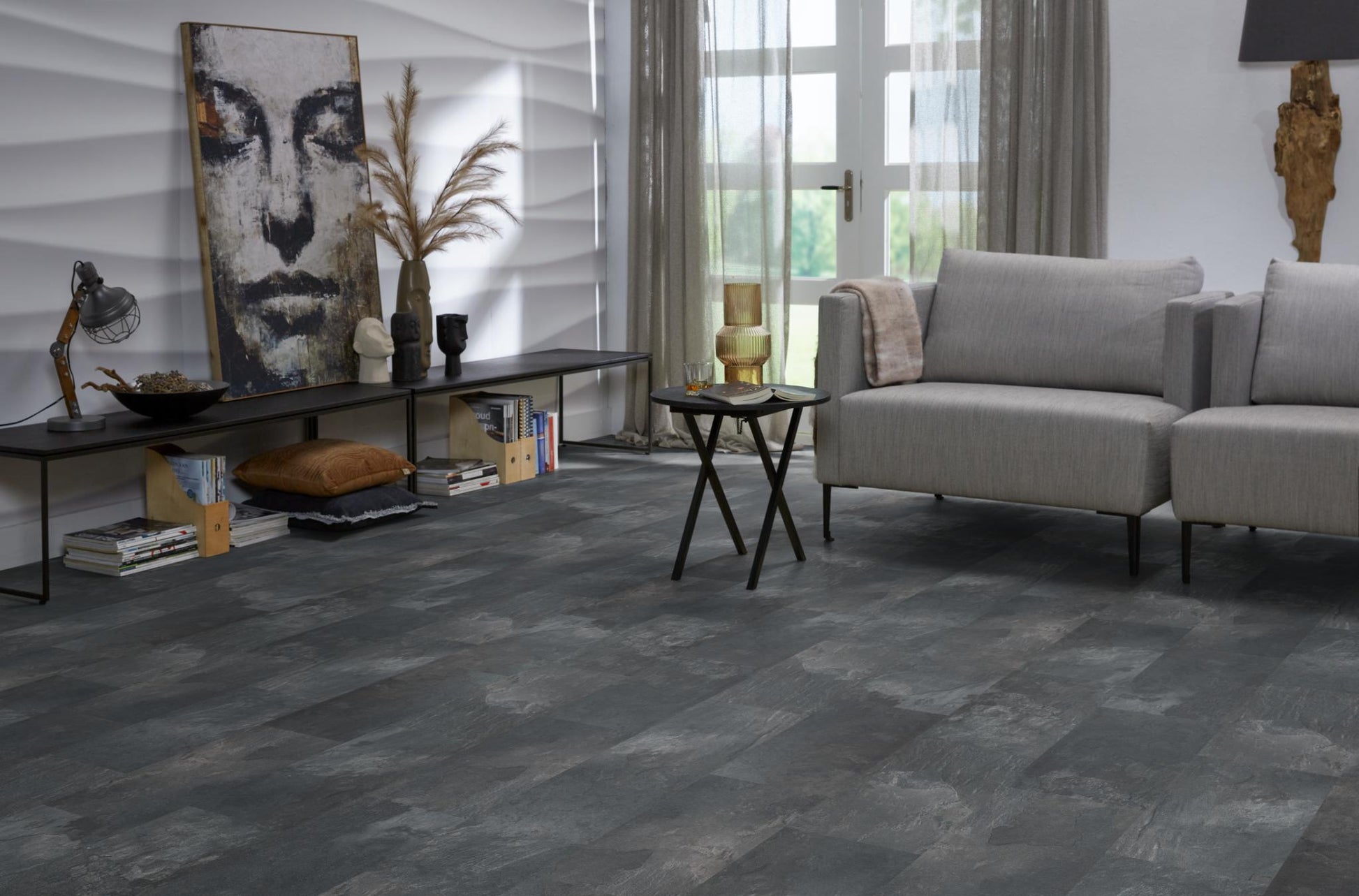 Floorlife Laminaat Tegel Madison Square Aqua Donkergrijs - Natuursteenlook 60.4 x 28 cm - 5022640419