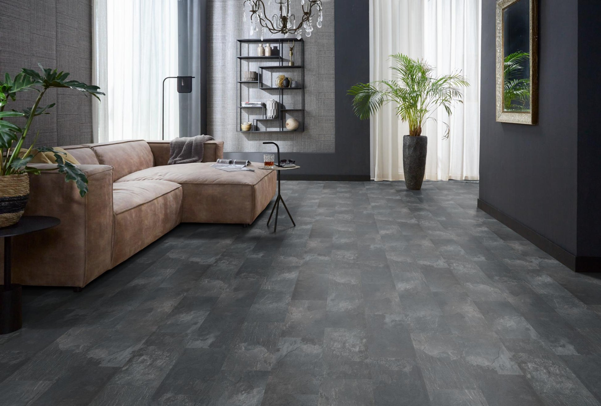 Floorlife Laminaat Tegel Madison Square Aqua Donkergrijs - Natuursteenlook 60.4 x 28 cm - 5022640419