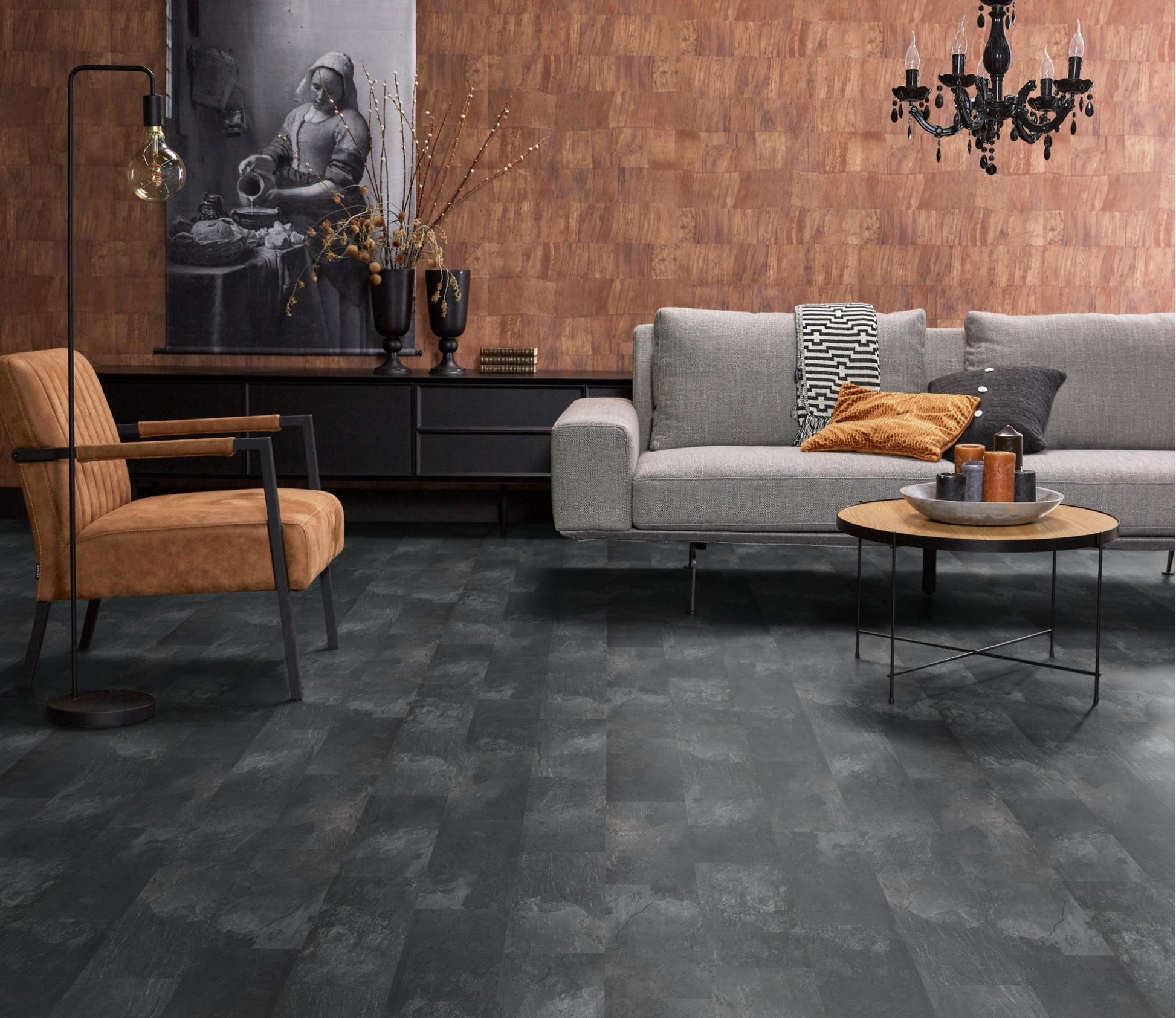 Floorlife Laminaat Tegel Madison Square Aqua Donkergrijs - Natuursteenlook 60.4 x 28 cm - 5022640419