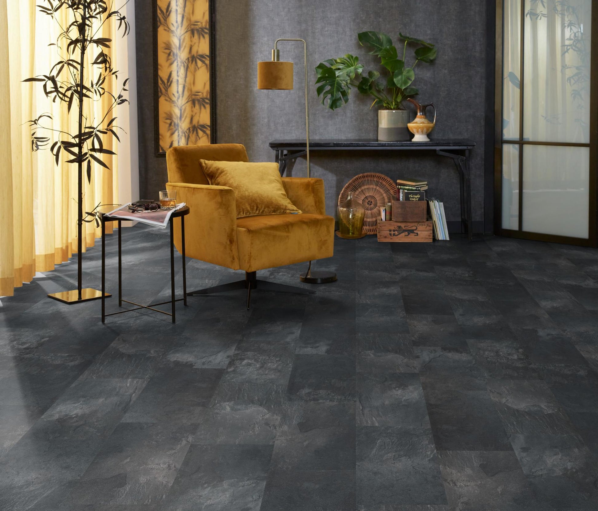Floorlife Laminaat Tegel Madison Square Aqua Donkergrijs - Natuursteenlook 60.4 x 28 cm - 5022640419