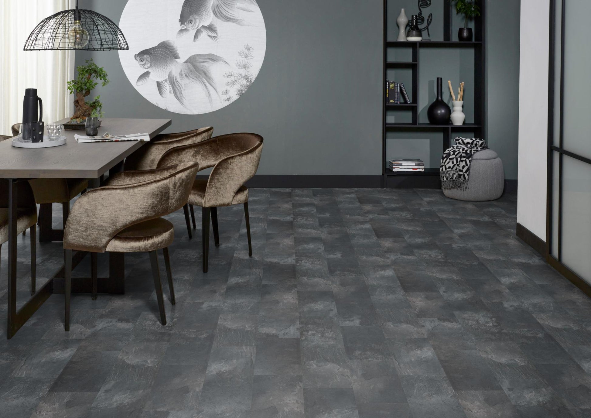 Floorlife Laminaat Tegel Madison Square Aqua Donkergrijs - Natuursteenlook 60.4 x 28 cm - 5022640419