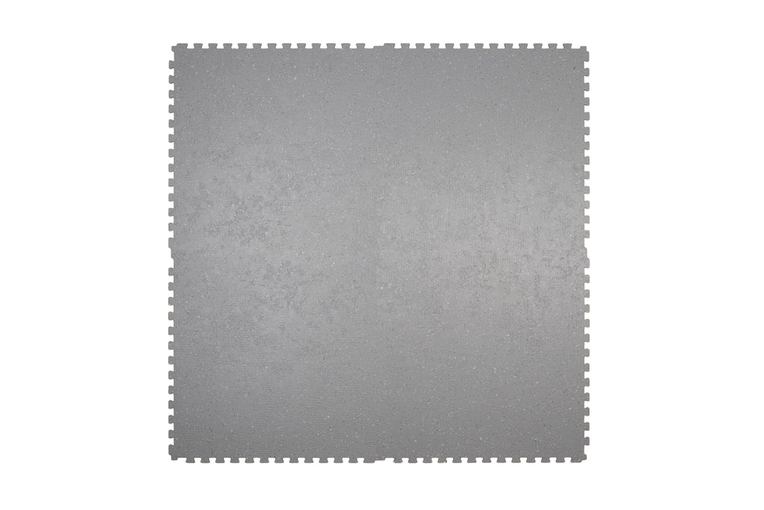 Floer STERC Storm Grijs industriële click PVC tegel FLR-7203, bovenaanzicht vier tegels