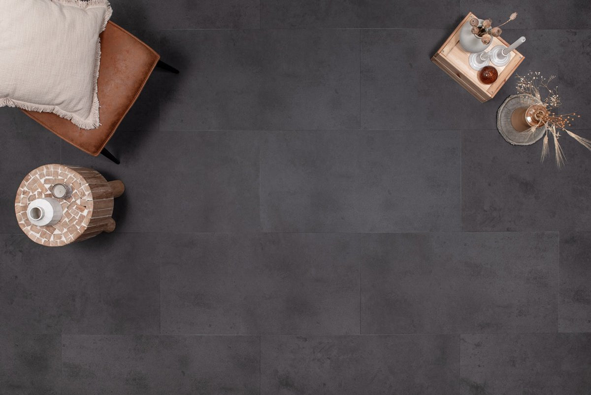 Floer Betonlook Zwart Tegel Click PVC FLR - 3802 - Solza.nl