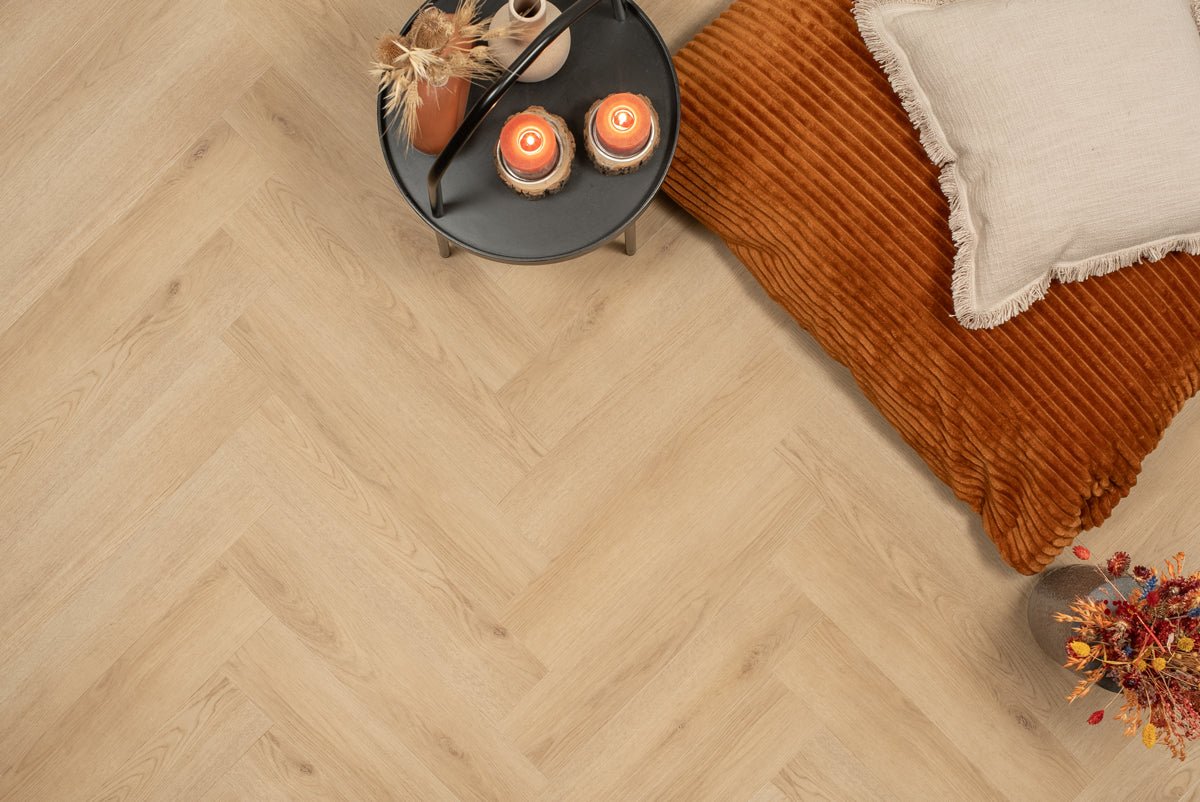 Floer Herringbone PVC Natural Oak FLR-3513 MEGAMAT - Bryde Brown Herringbone