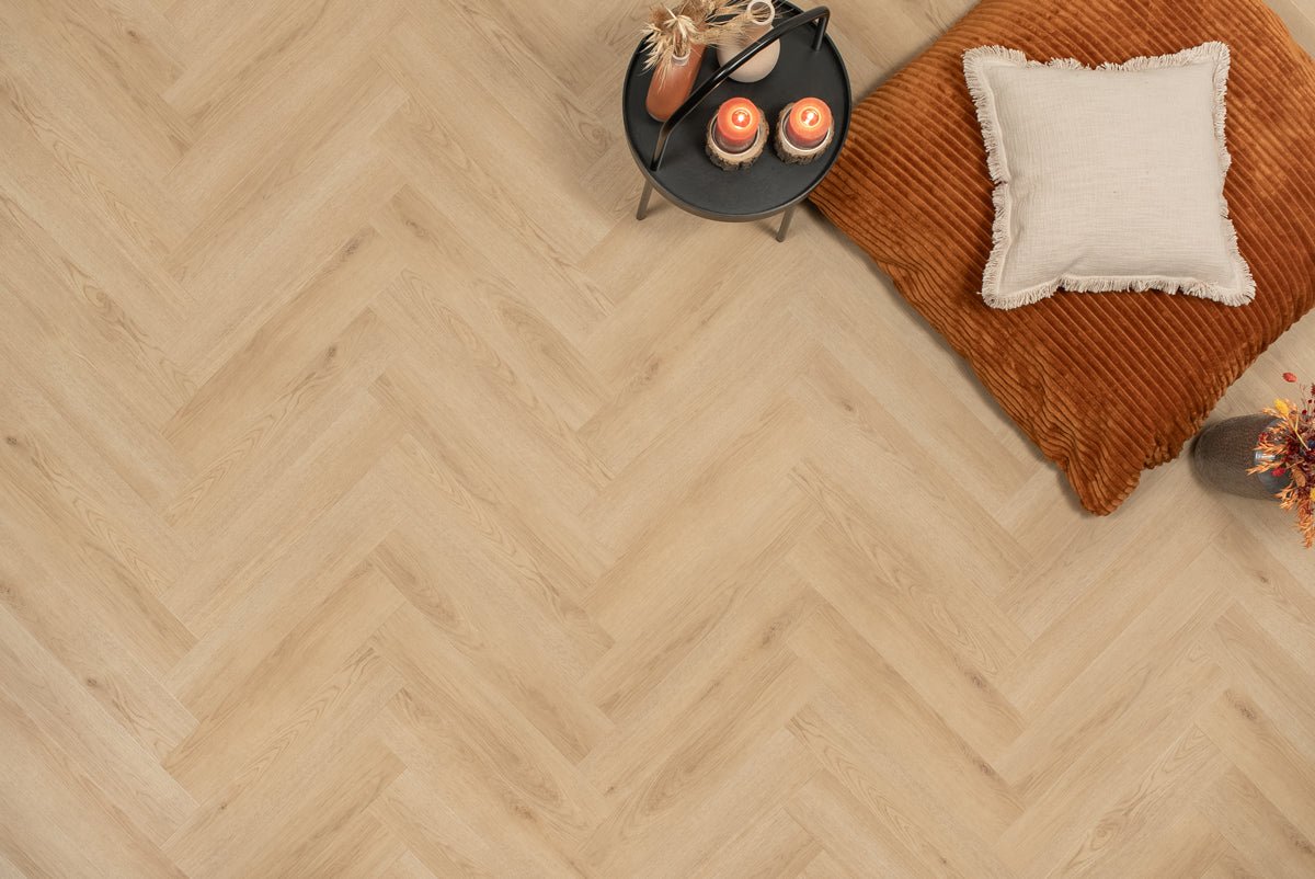 Floer Herringbone PVC Natural Oak FLR-3513 MEGAMAT - Bryde Brown Herringbone