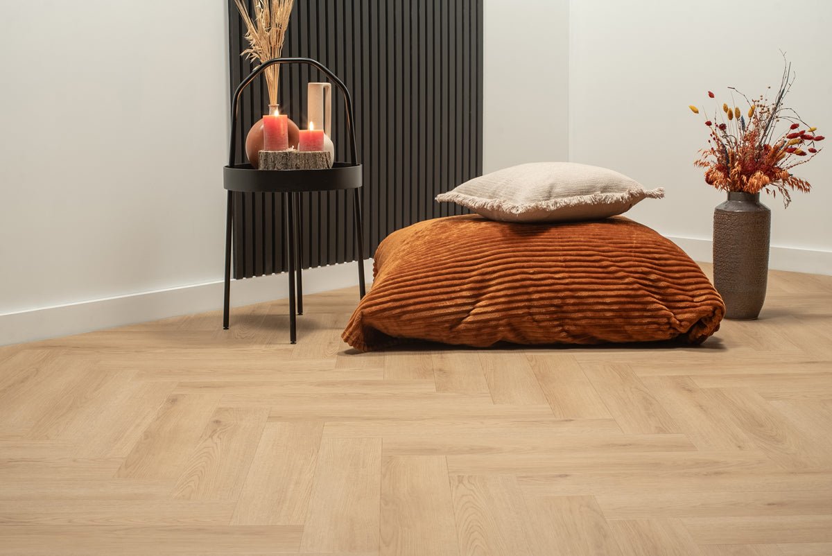 Floer Herringbone PVC Natural Oak FLR-3513 MEGAMAT - Bryde Brown Herringbone
