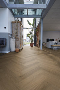 Floorlife YUP Sutton Light Brown Herringbone Dryback PVC - 9030150619 - Solza.nl