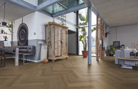 Floorlife YUP Sutton Light Brown Herringbone Dryback PVC - 9030150619 - Solza.nl