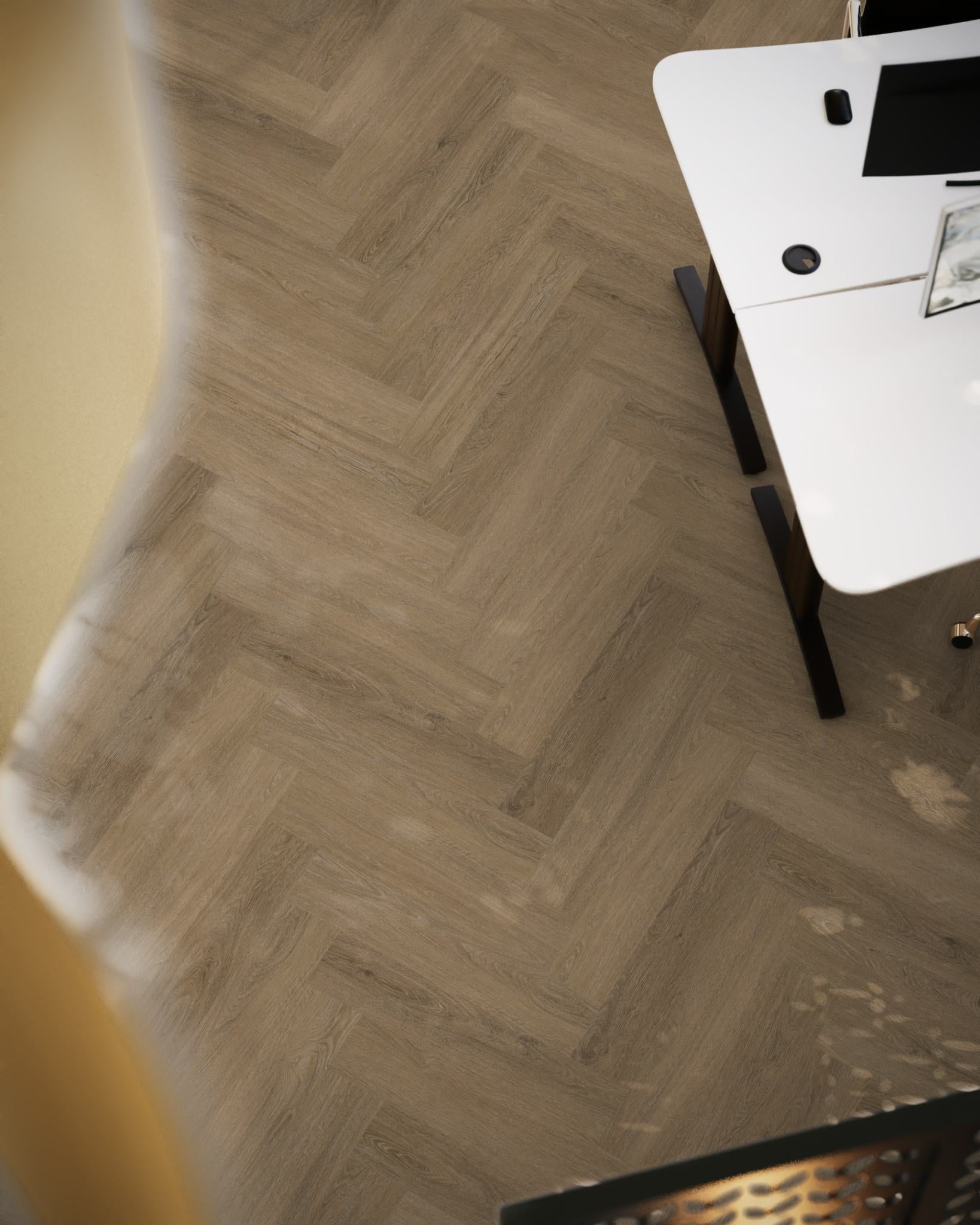 Floorlife YUP Sutton Light Brown Herringbone Dryback PVC - 9030150619 - Solza.nl