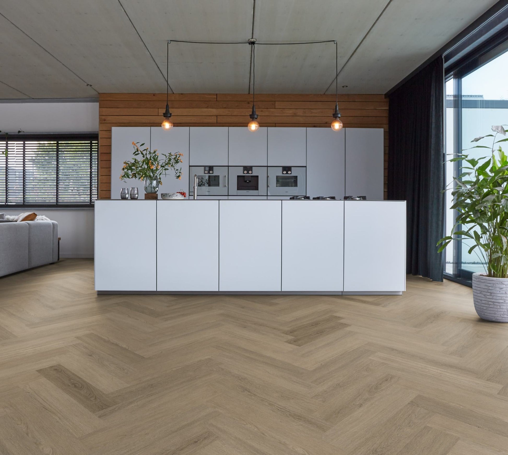 Floorlife YUP Sutton Smoky Herringbone Dryback PVC - 9030150519 - Solza.nl