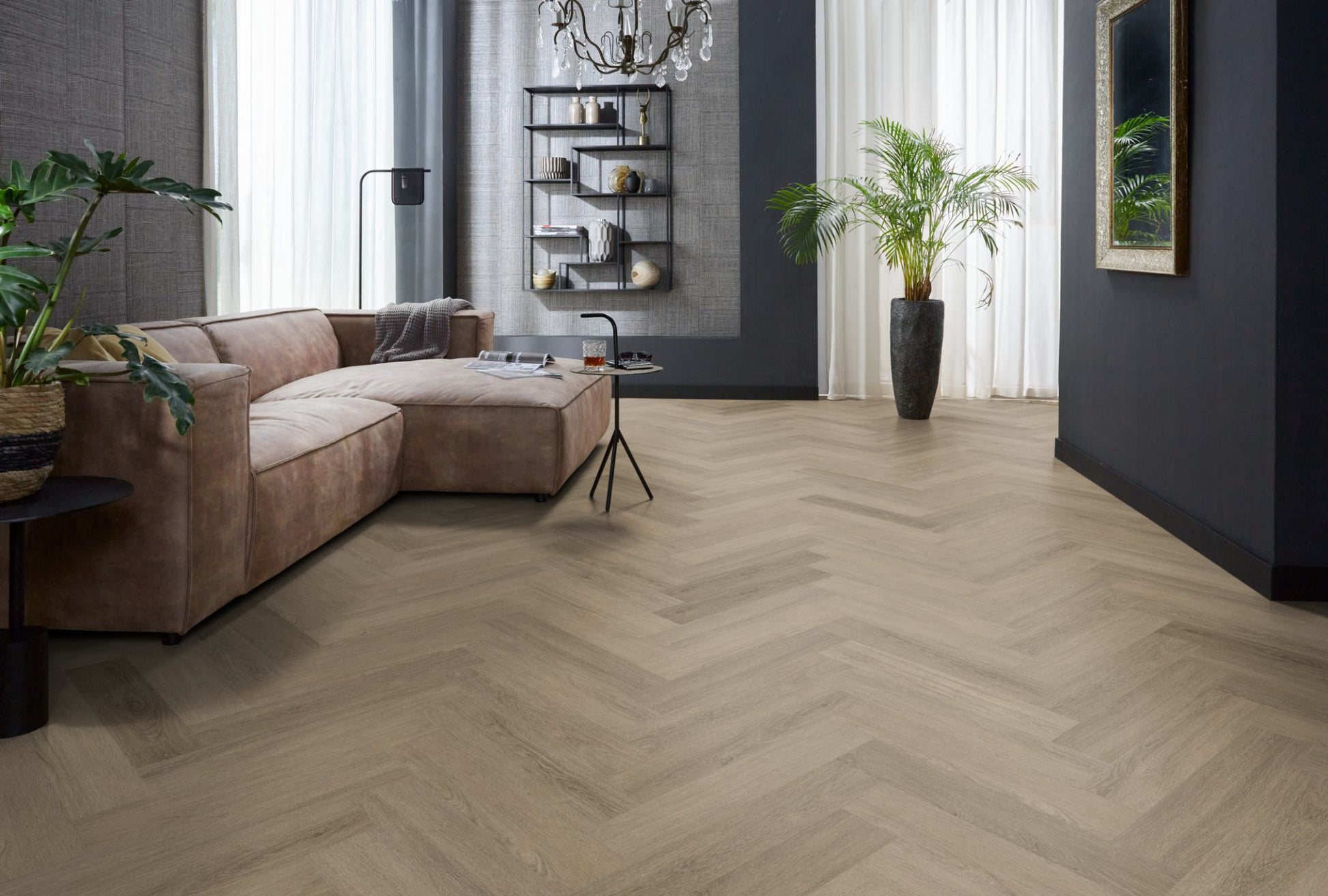 Floorlife YUP Sutton Smoky Herringbone Dryback PVC - 9030150519 - Solza.nl