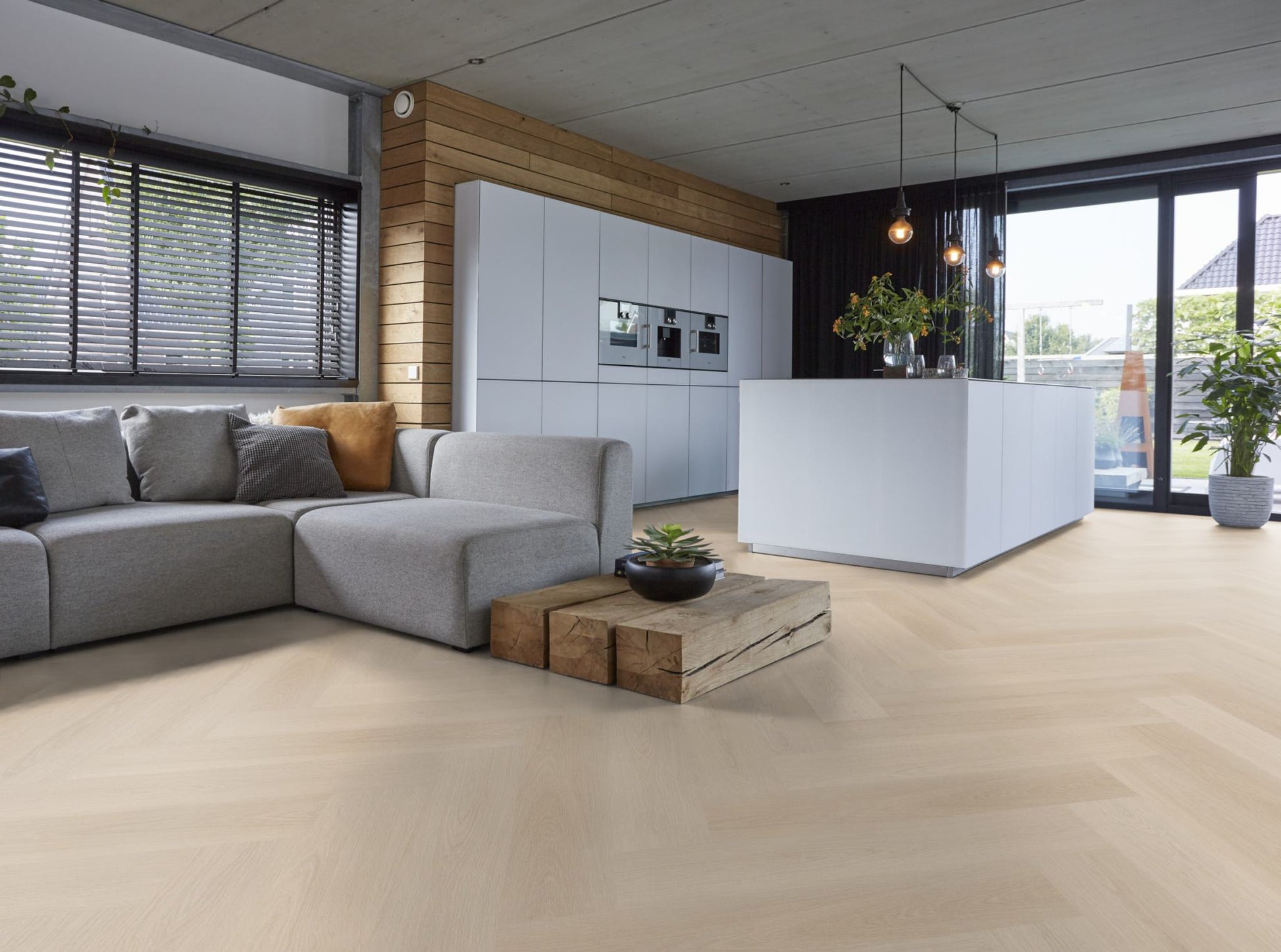 Floorlife YUP XL Brentford Beige Walvisgraat EVC - Dryback PVC - 7050100119 - Solza.nl