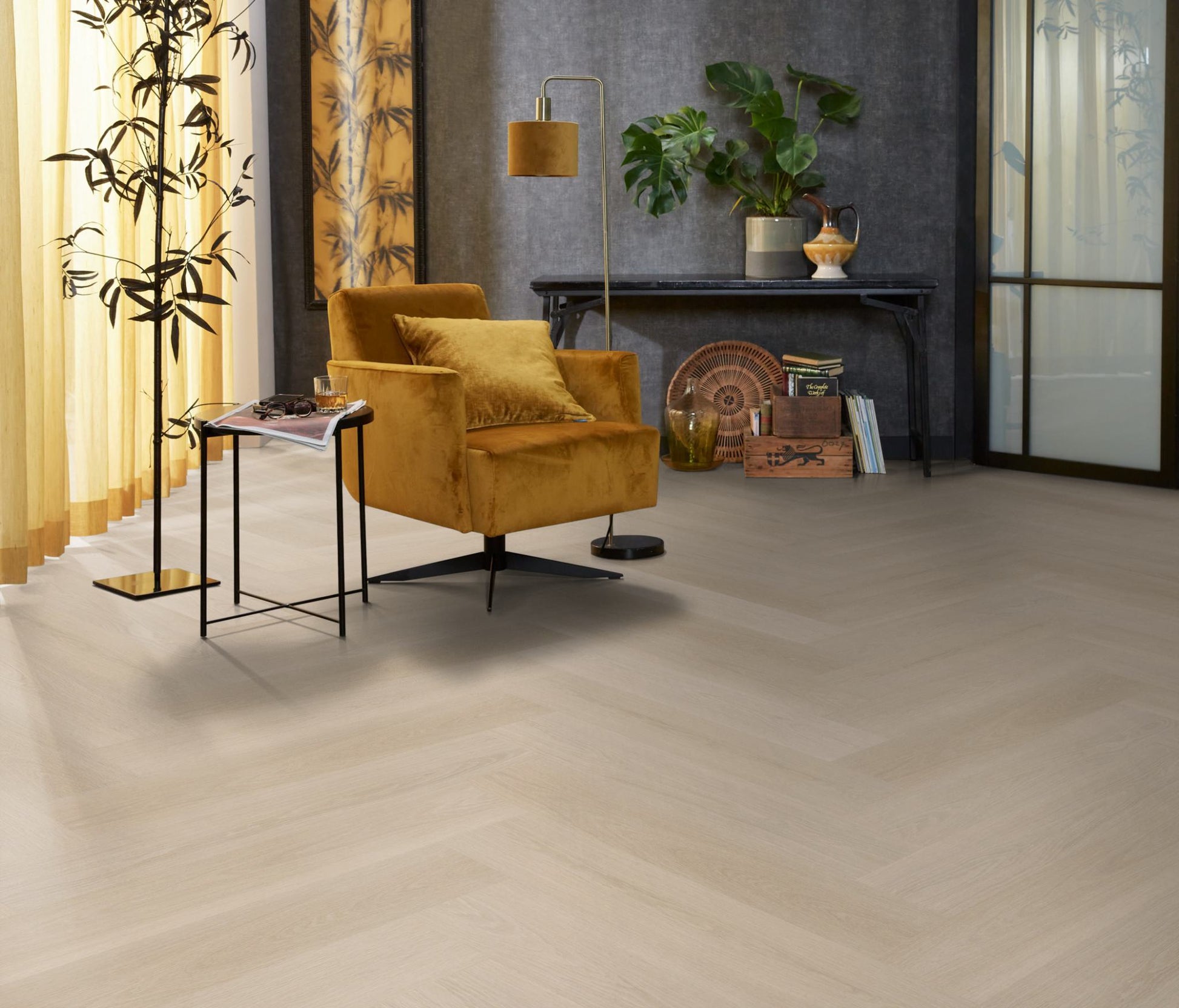 Floorlife YUP XL Brentford Beige Walvisgraat EVC - Dryback PVC - 7050100119 - Solza.nl
