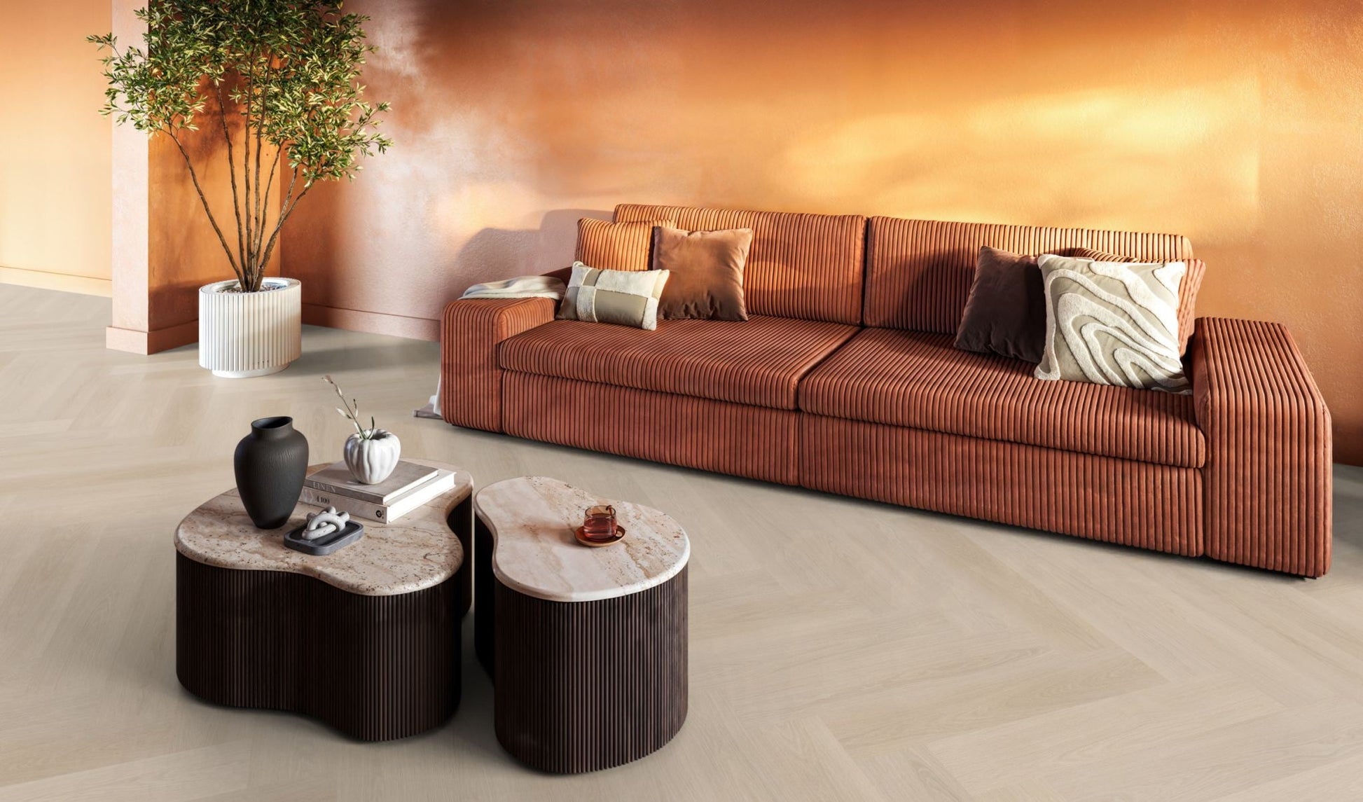 Floorlife YUP XL Brentford Beige Walvisgraat EVC - Dryback PVC - 7050100119 - Solza.nl