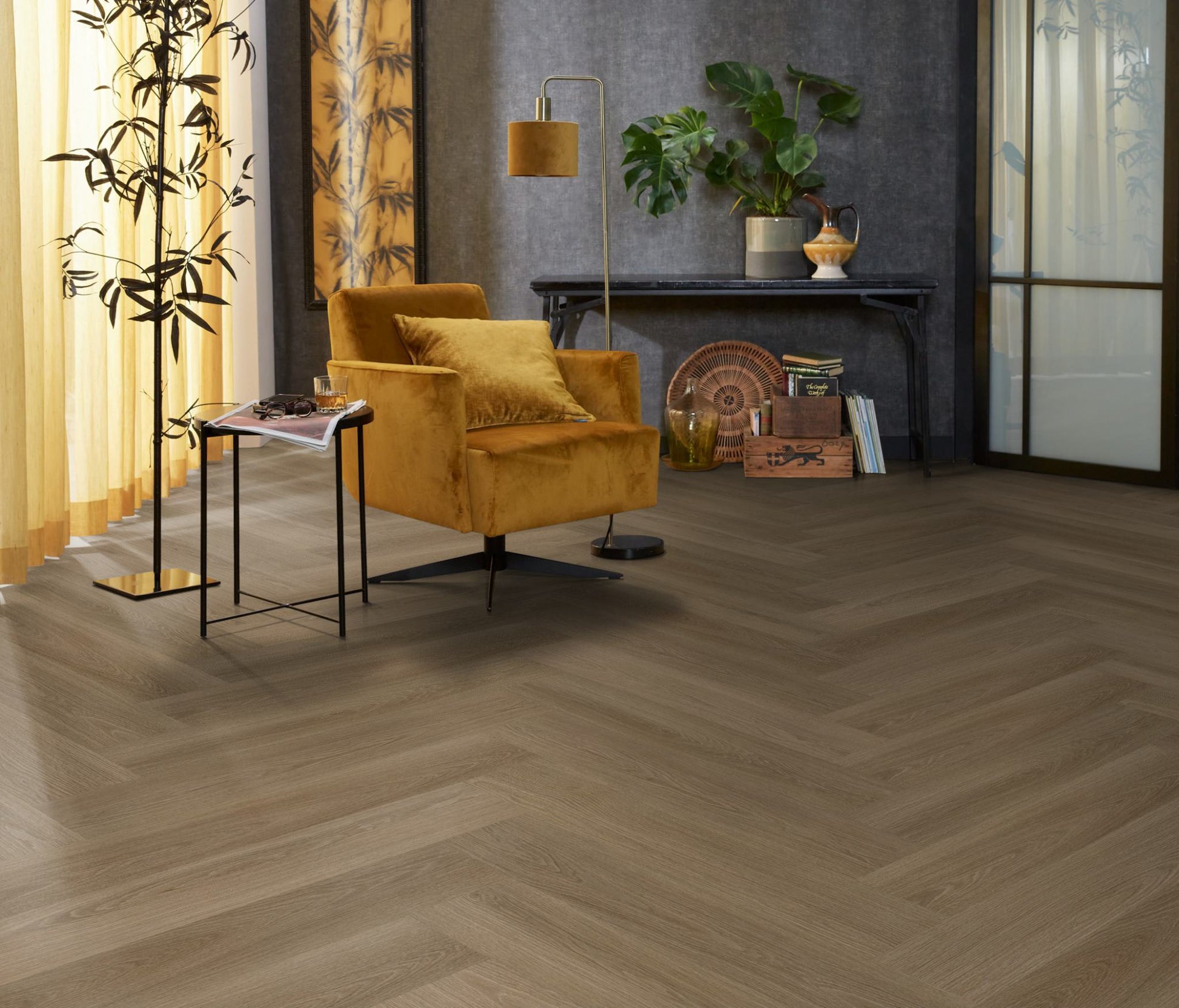 Floorlife YUP XL Brentford Dark Oak Walvisgraat EVC - Dryback PVC - 7050100419 - Solza.nl