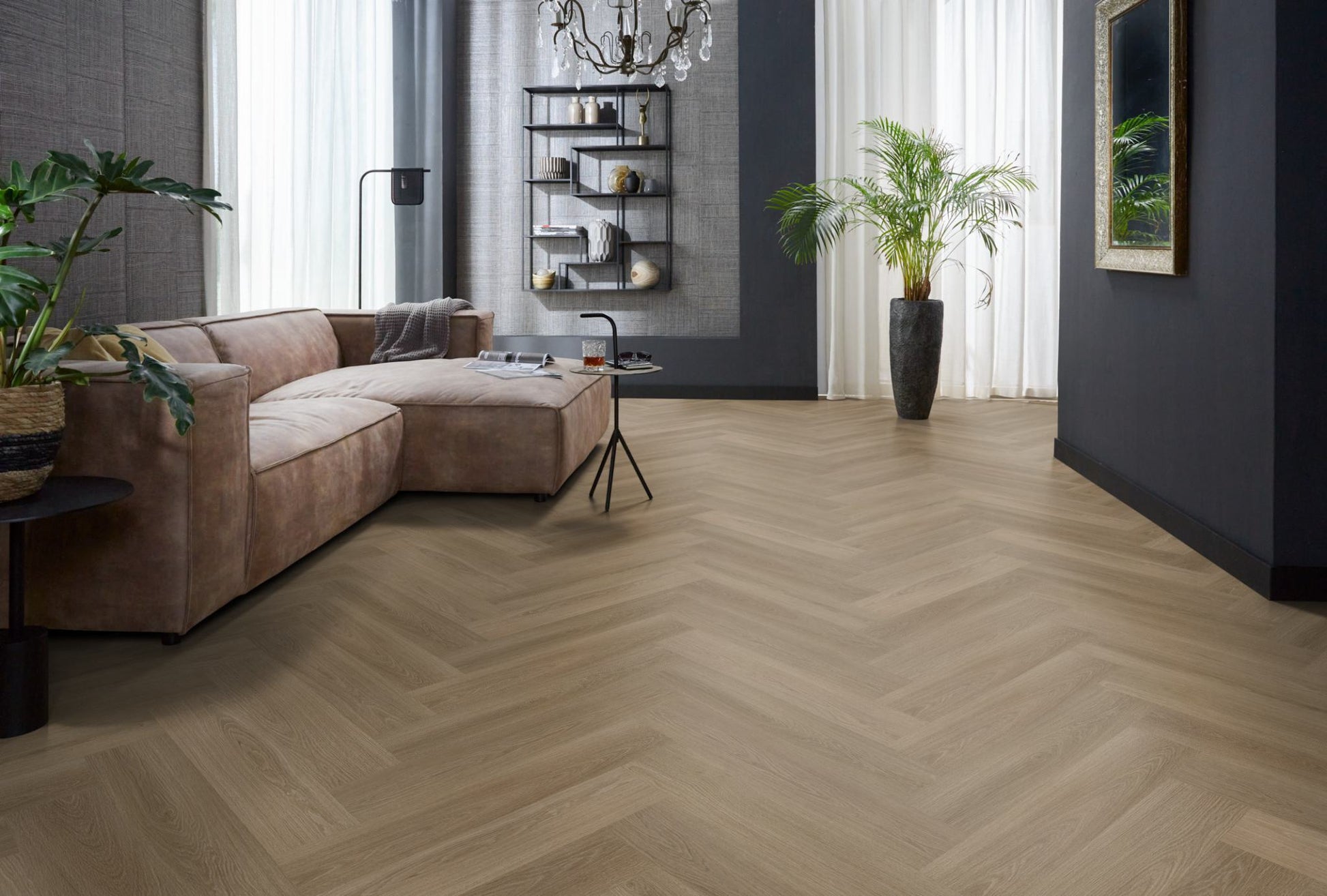 Floorlife YUP XL Brentford Dark Oak Walvisgraat EVC - Dryback PVC - 7050100419 - Solza.nl