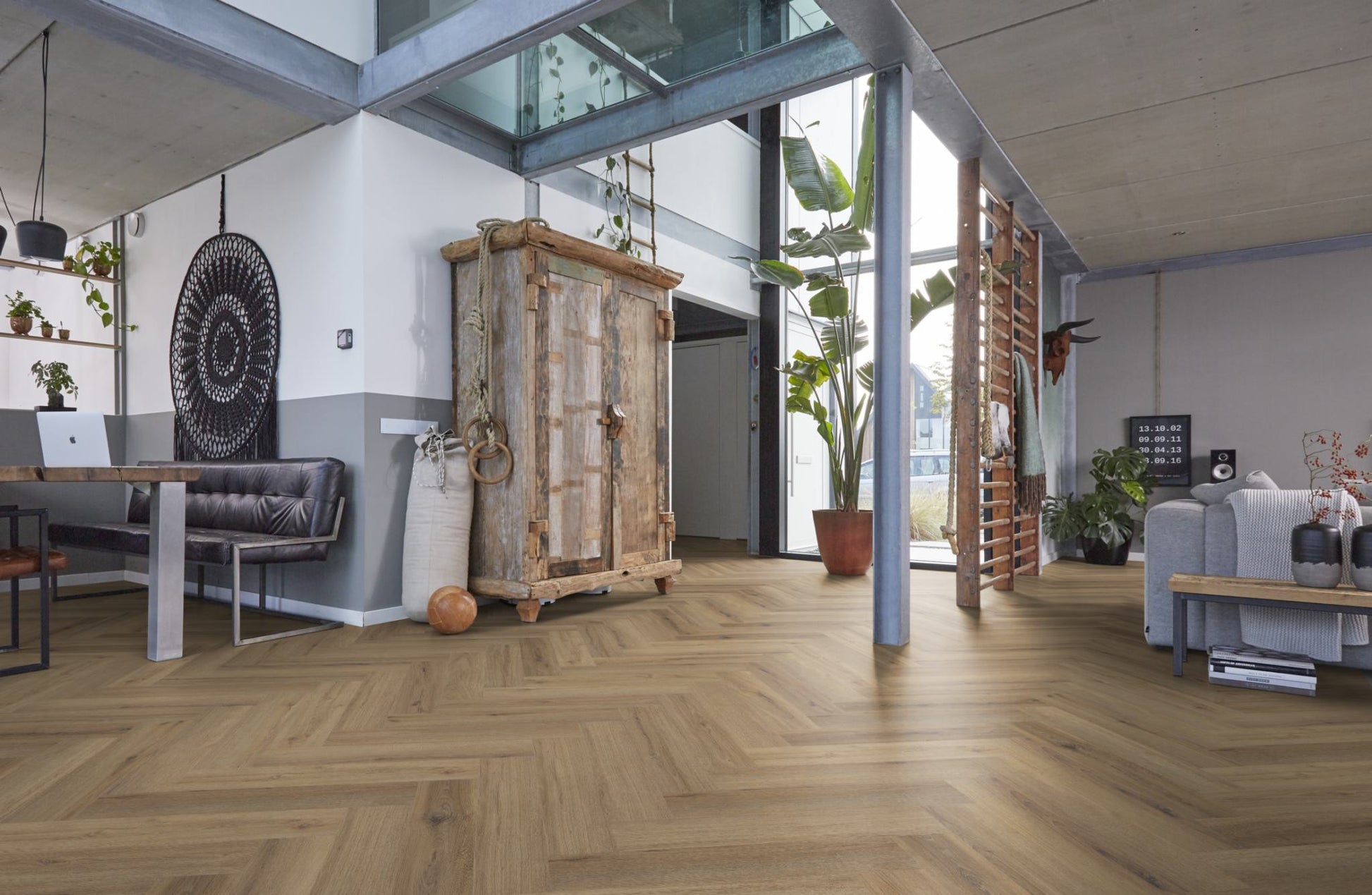 Floorlife YUP XL Greenford Light Brown Walvisgraat Dryback PVC - 6080101319 - Solza.nl