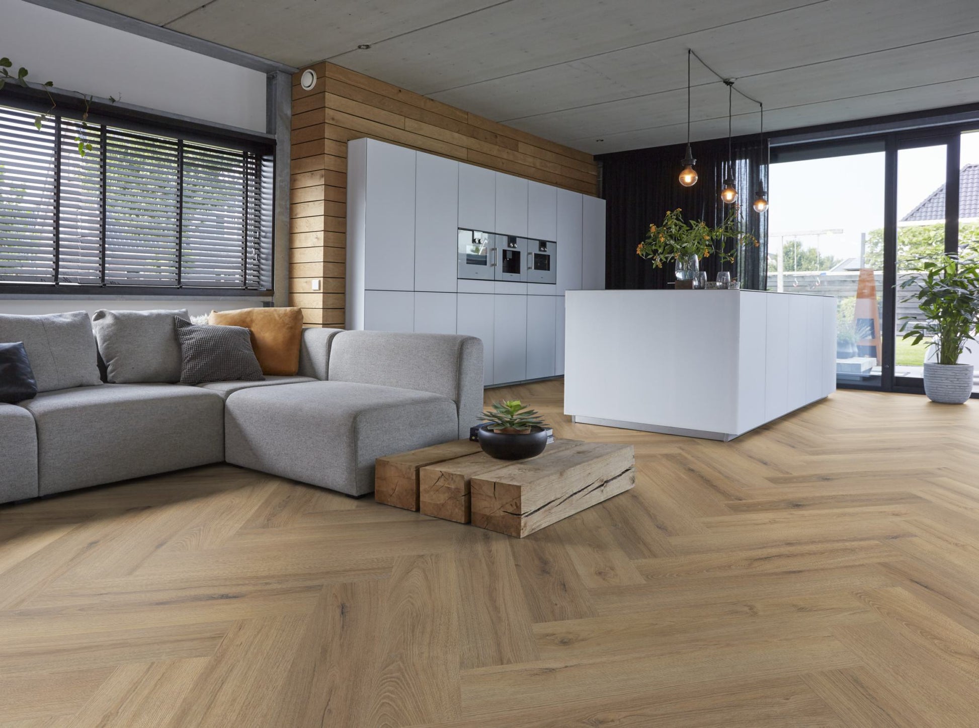 Floorlife YUP XL Greenford Light Brown Walvisgraat Dryback PVC - 6080101319 - Solza.nl