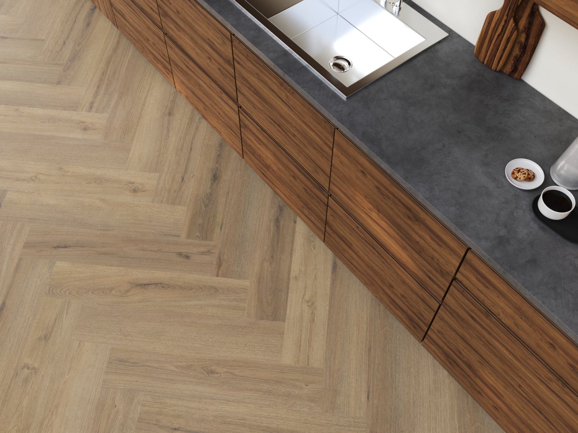 Floorlife YUP XL Greenford Light Brown Walvisgraat Dryback PVC - 6080101319 - Solza.nl