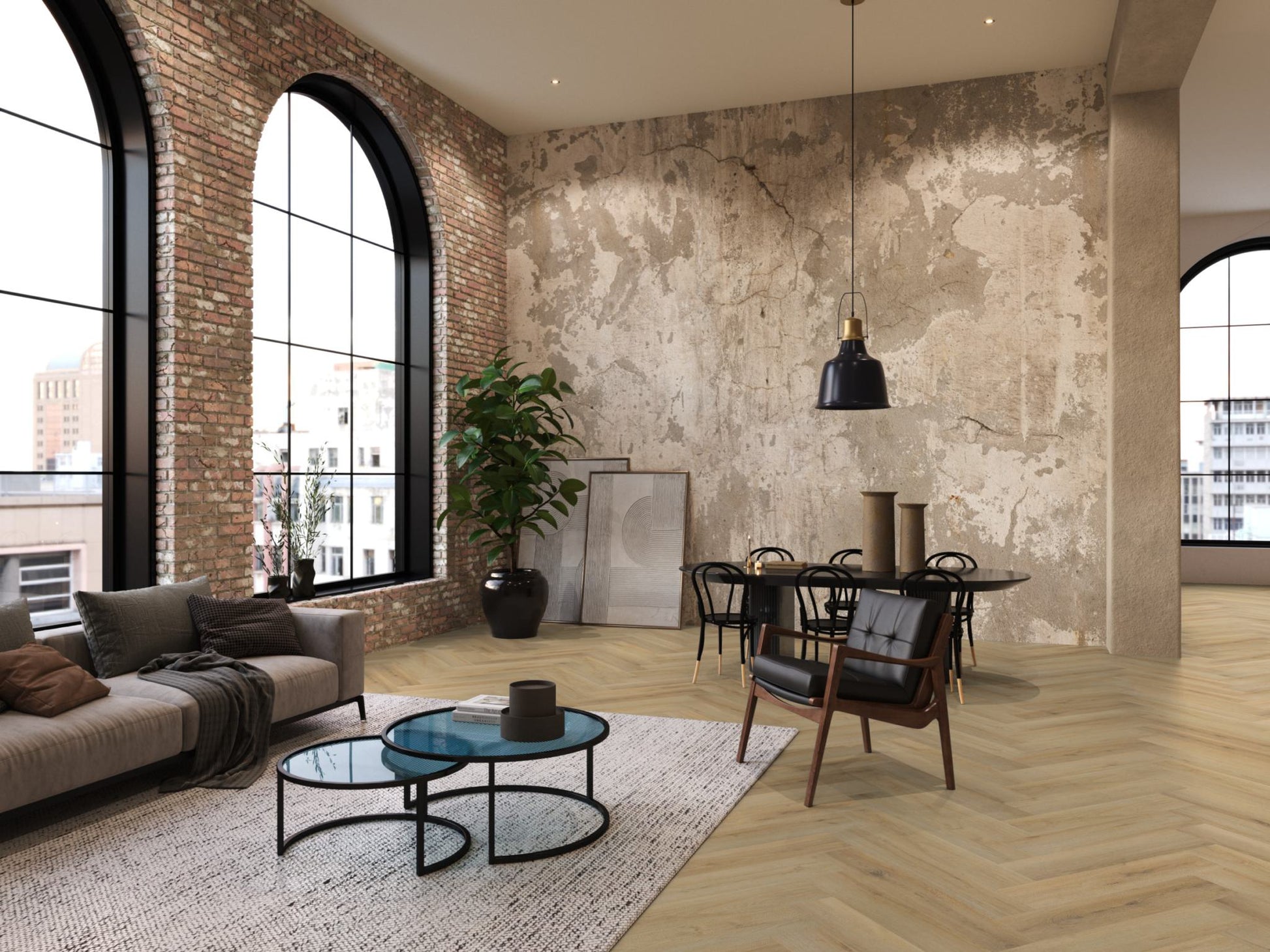 Floorlife YUP XL Greenford Natural Walvisgraat Dryback PVC - 6080101019 - Solza.nl