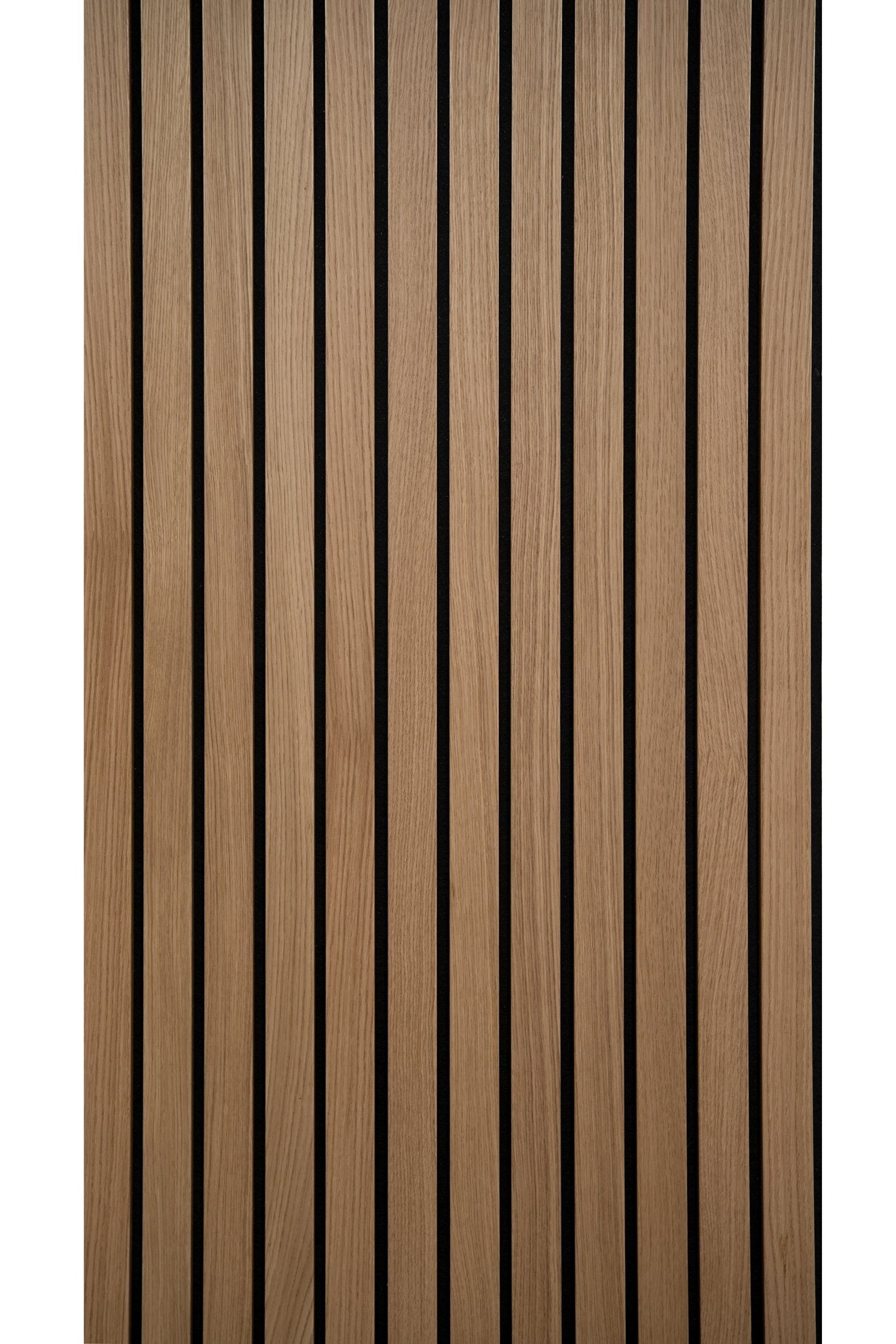 Solza Luxe Akupanel Eiken Gelakt Zwart Vilt 240x60x2cm - met brede latten - Solza.nl