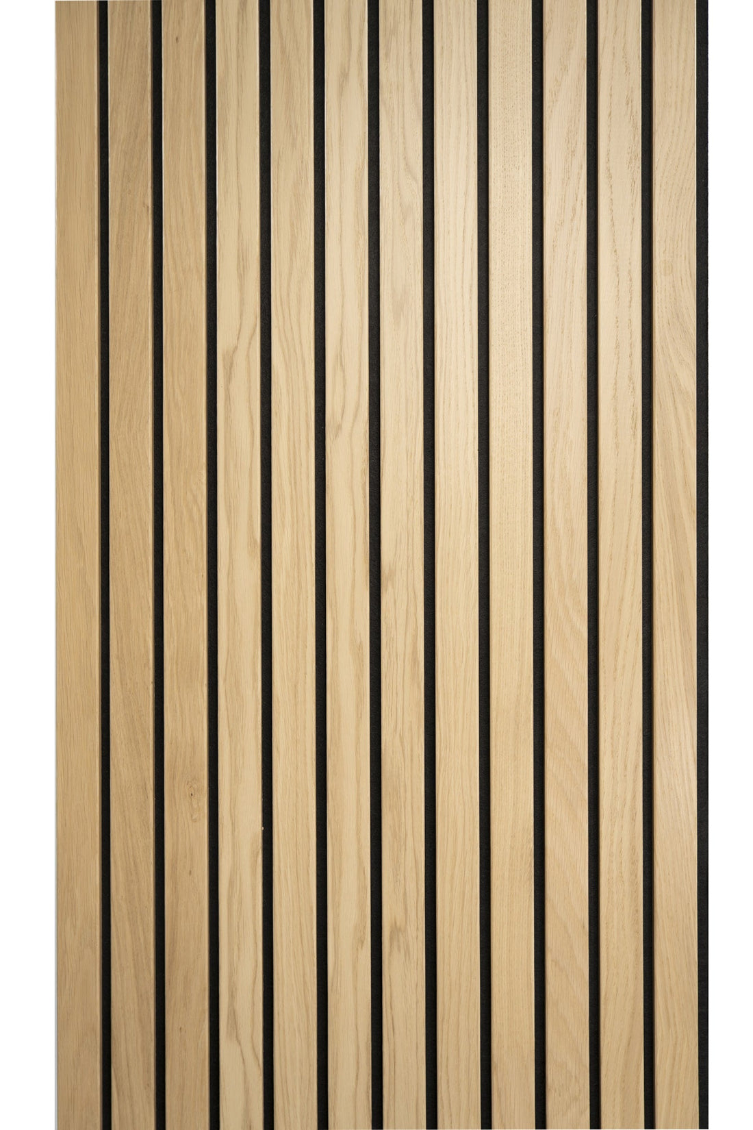 Solza Luxe Akupanel Eiken Wit Gelakt Zwart Vilt 240x60x2cm - met brede latten - Solza.nl