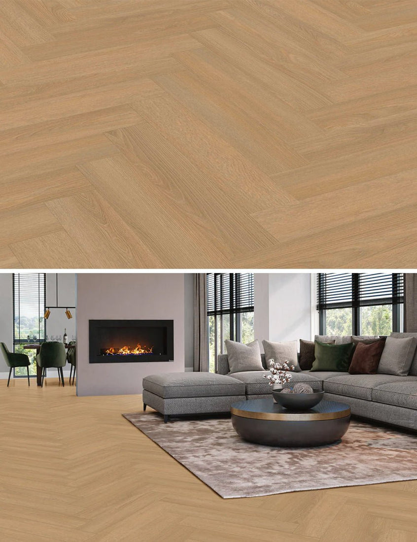 Vivafloors Bordeaux - Eiken 8545 - Visgraat Plak PVC - Solza.nl