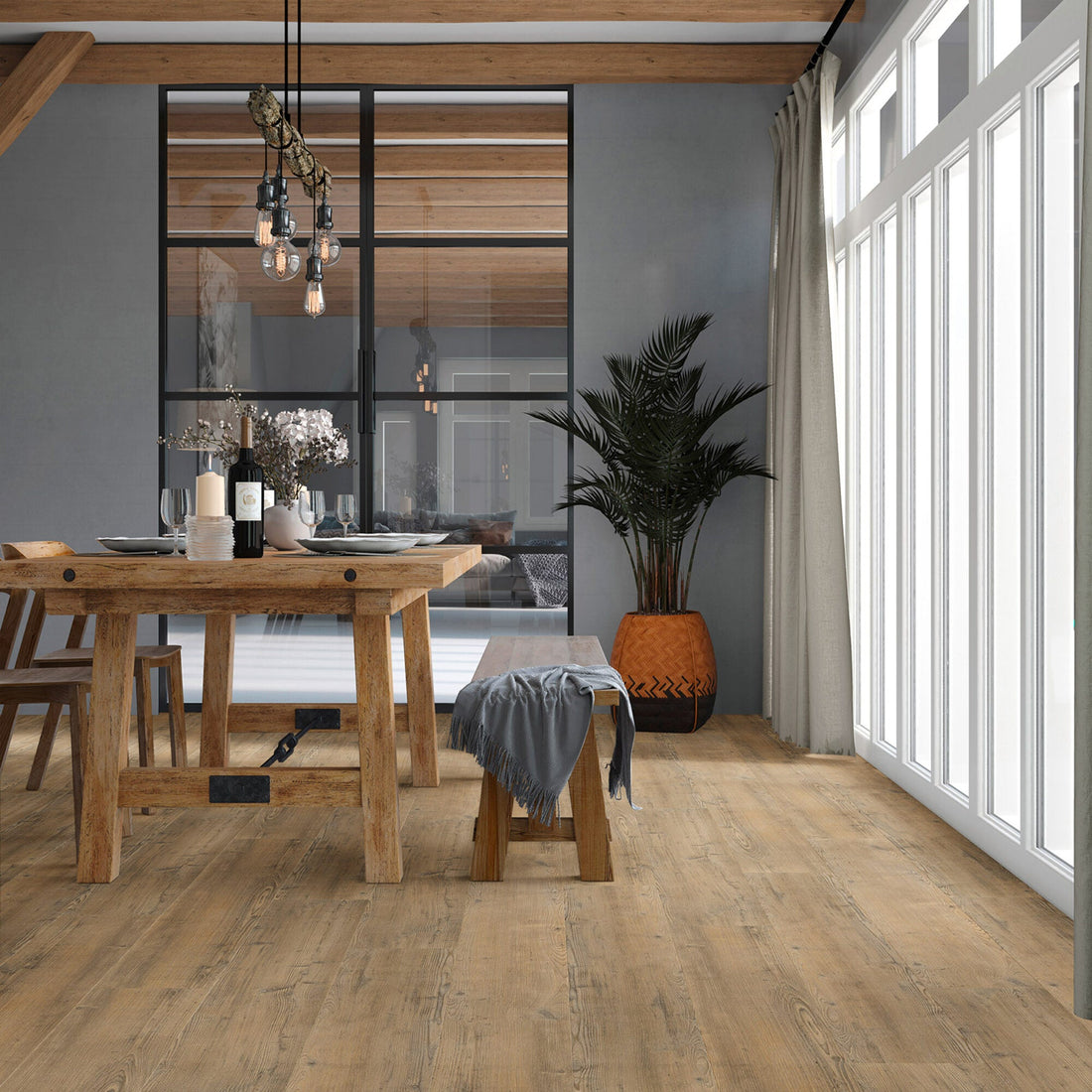 Vivafloors Redwood - Naaldhout 4203 - Rechte Stroken Plak PVC - Solza.nl