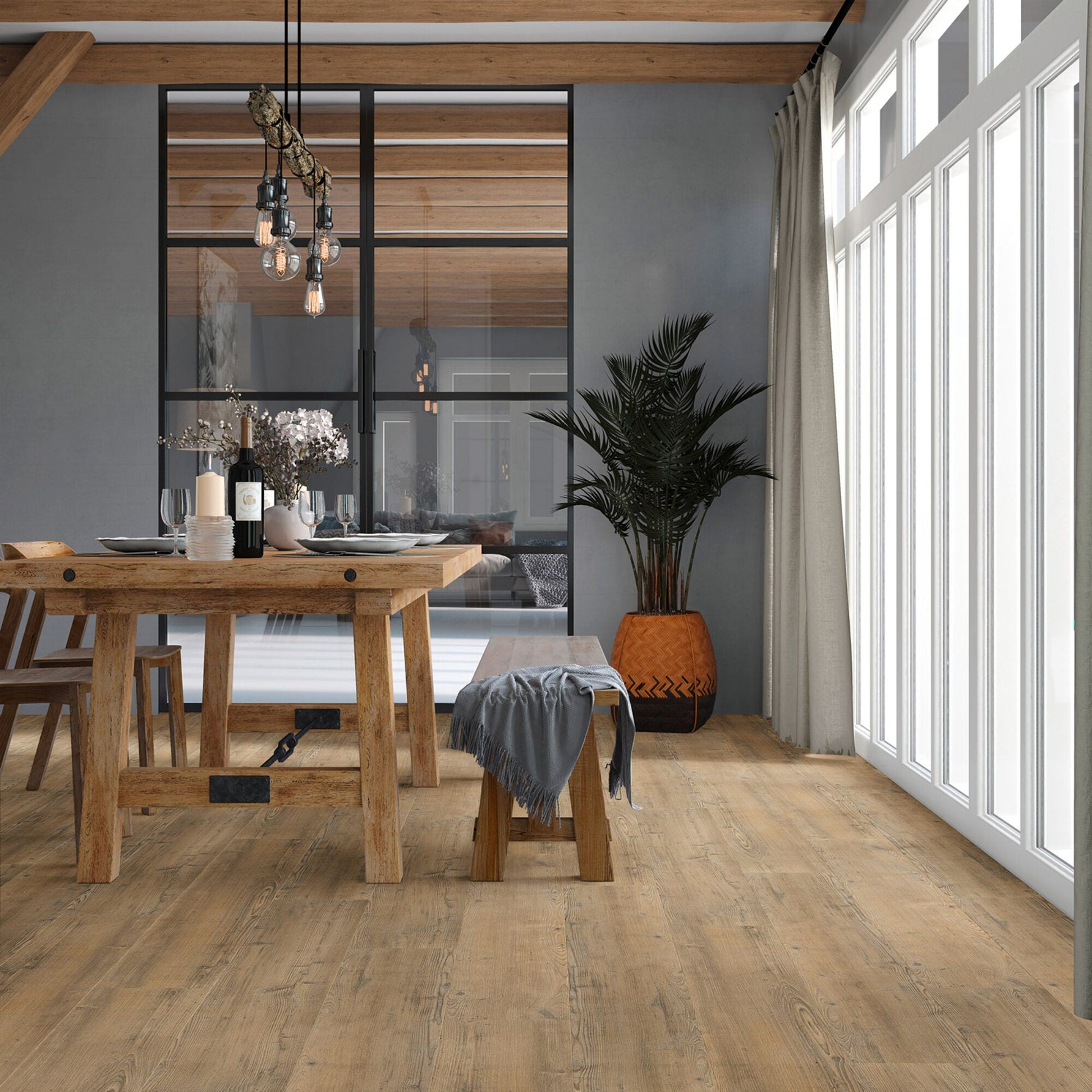 Vivafloors Redwood - Naaldhout 4203 - Rechte Stroken Plak PVC - Solza.nl