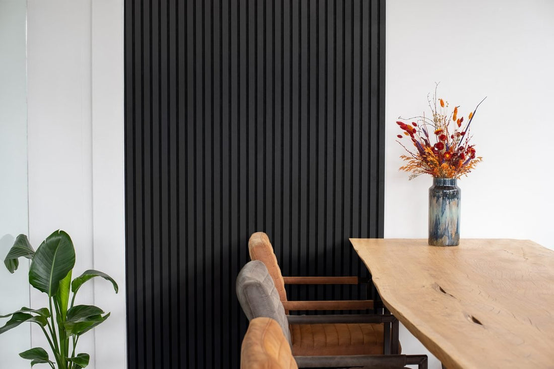 Panneaux muraux Floer Akupanel Lino Black - 240 x 60 cm - Panneaux acoustiques - Solza.nl