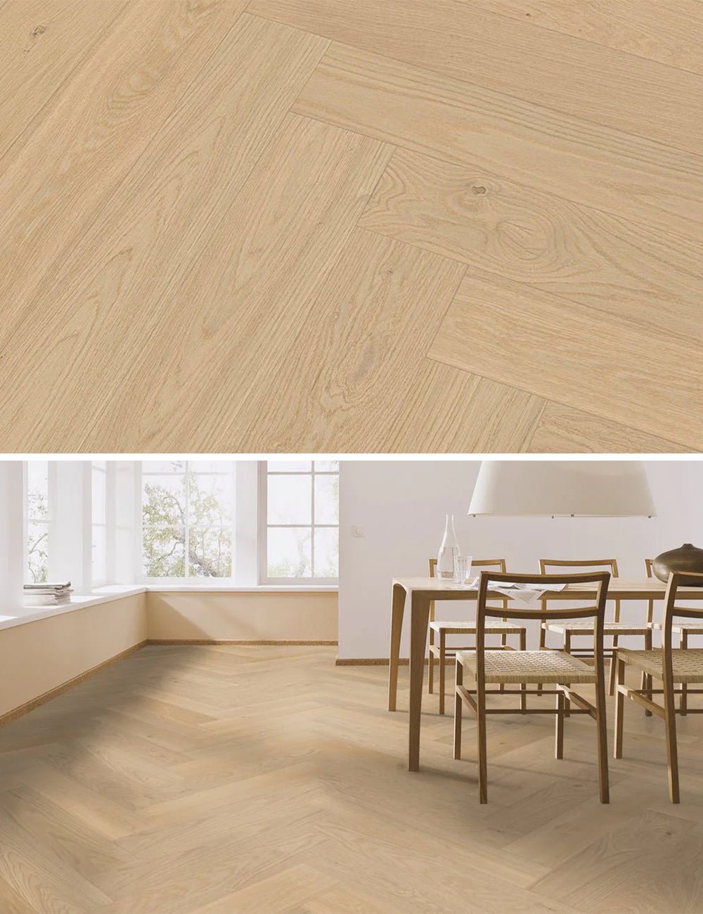 Floer Hybrid Wood Herringbone Cream Oak FLR-5014 - Solza.fr