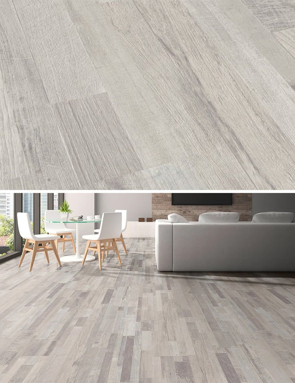 Stratifié Floer Scrapwood Driftwood White Fastclick 1525 - Solza.fr