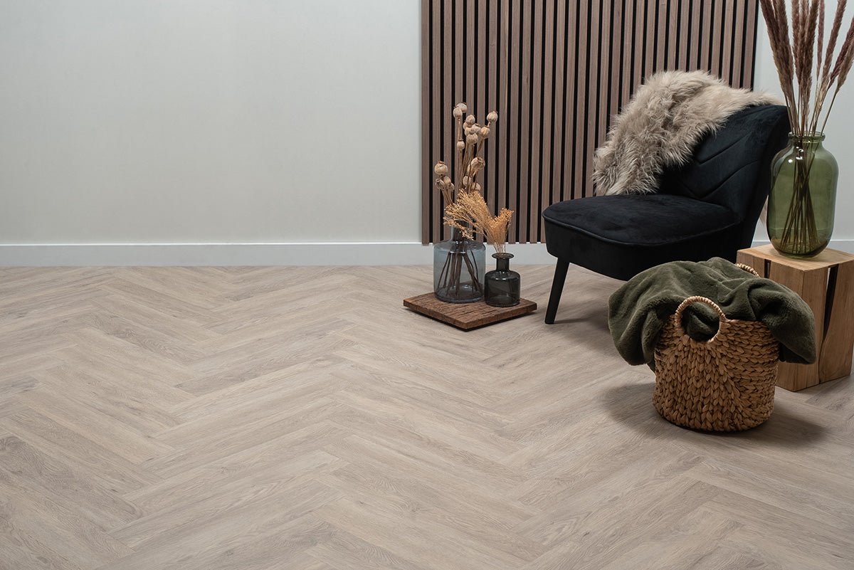 Floer Herringbone Click PVC Vecht Gris 3909 - Solza.fr