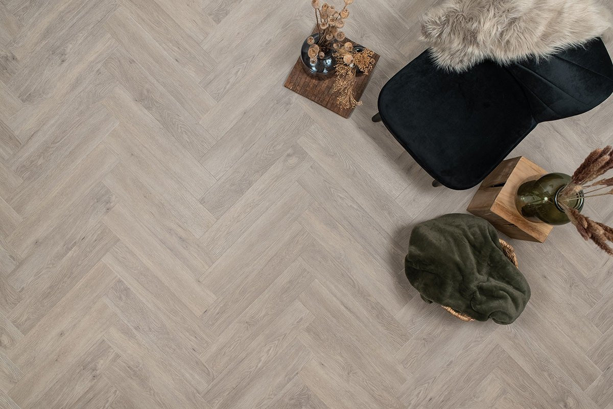 Floer Herringbone Click PVC Vecht Gris 3909 - Solza.fr