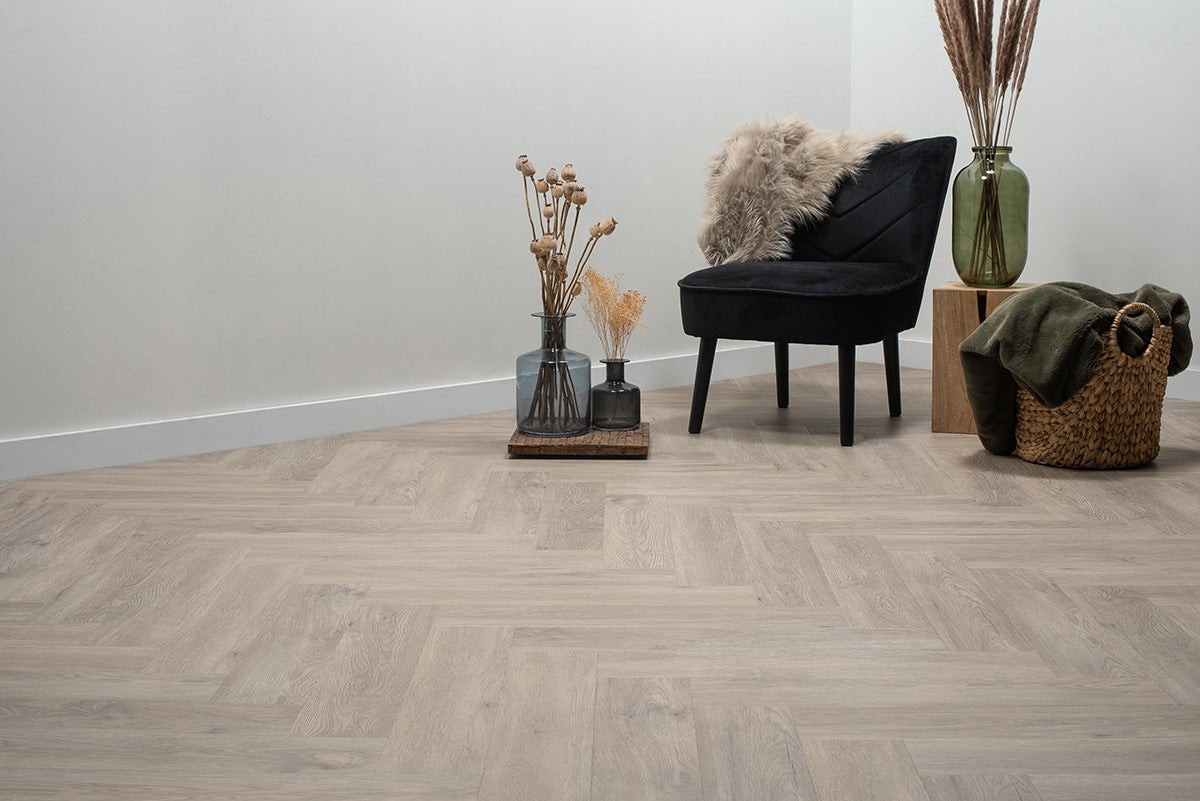 Floer Herringbone Click PVC Vecht Gris 3909 - Solza.fr