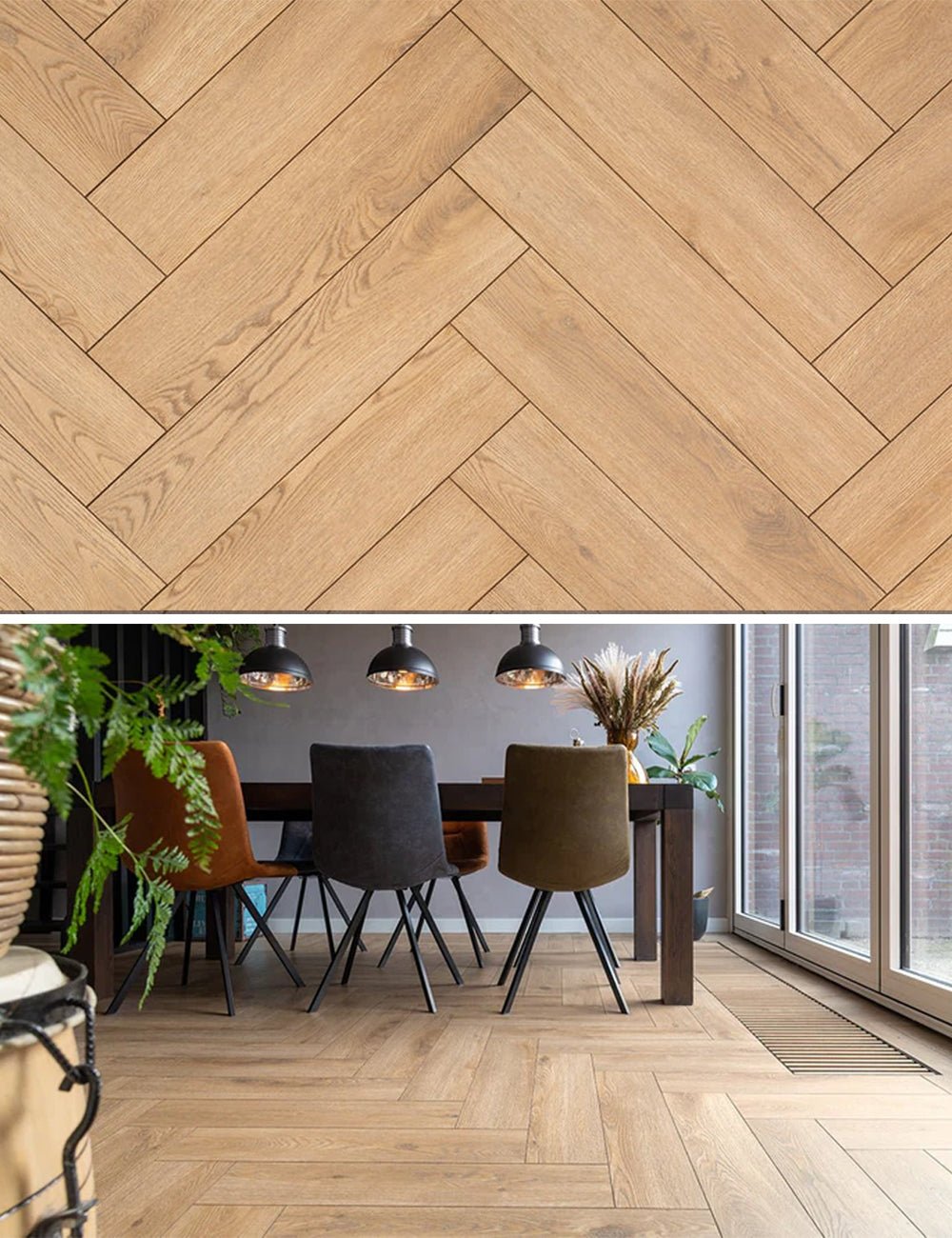 Stratifié Floer Herringbone Chêne brun Fastclick 1610 - Solza.fr