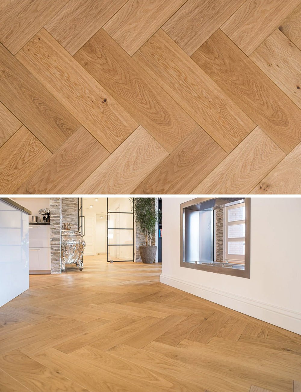 Parquet à chevrons Chêne Rustique Multiplank Naturel Huilé FLR-4000 - Solza.nl