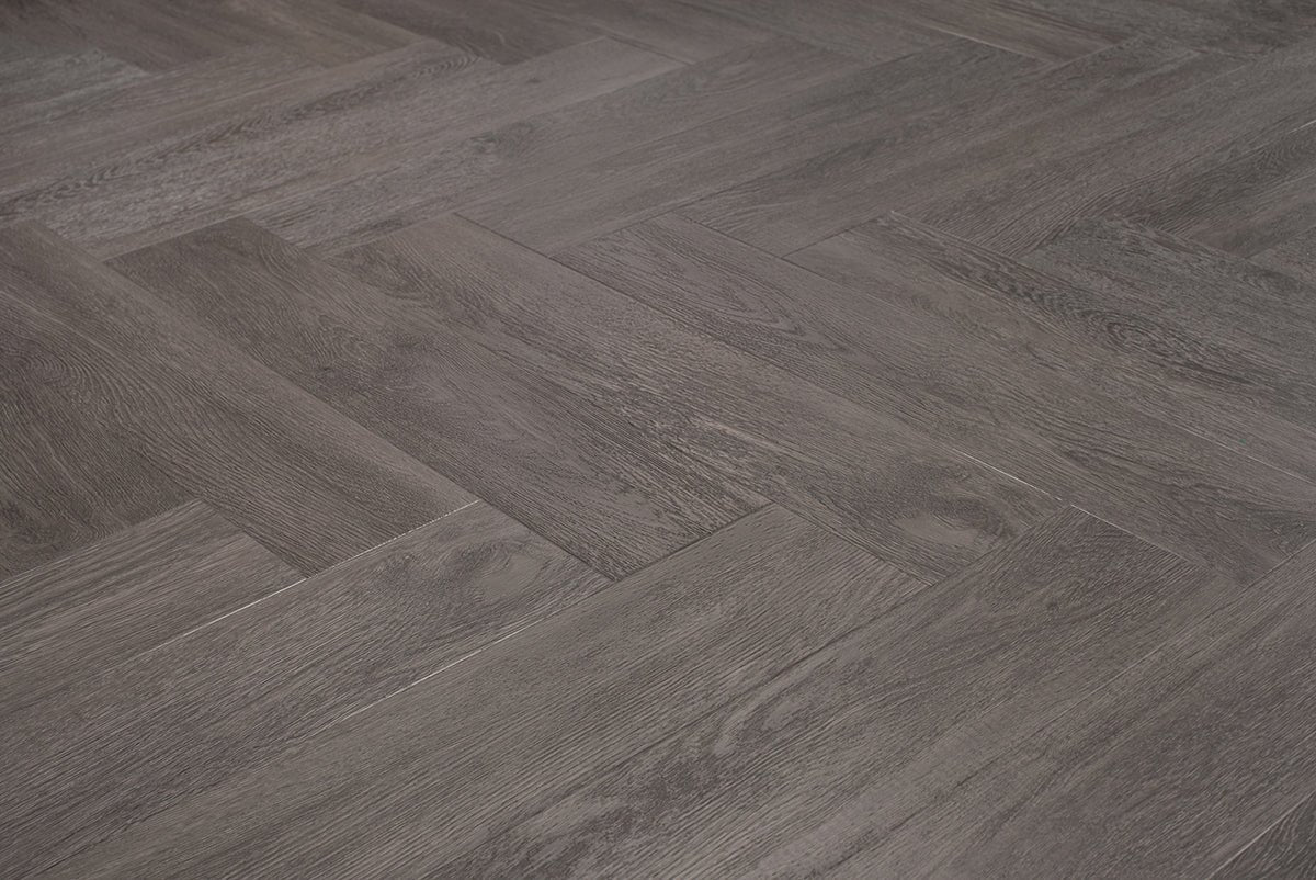 Floer Visgraat PVC Carbonzwart Eiken - Solza
