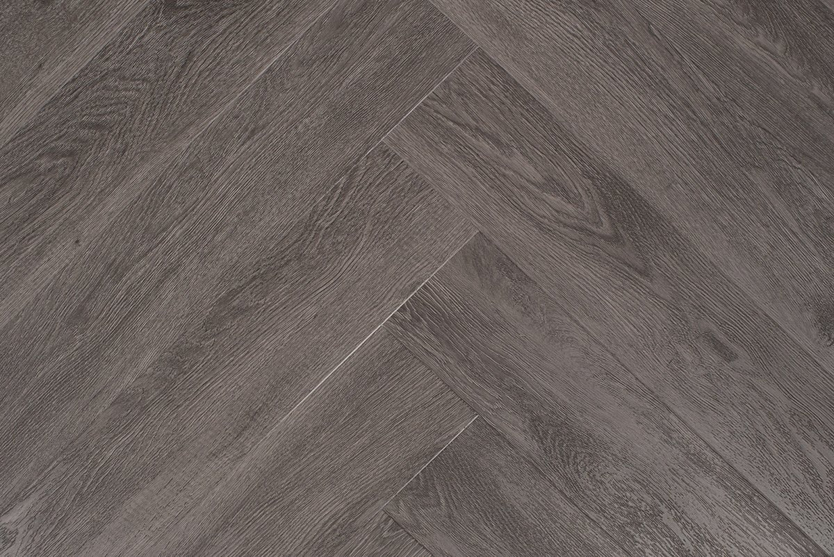 Floer Visgraat PVC Carbonzwart Eiken - Solza