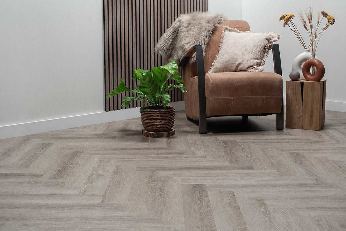 Floer Herringbone PVC Chêne gris FLR-3518 - Solza.fr