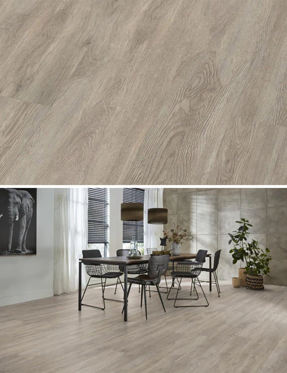 Floorlife Bankstown Light Grey 3611 Dryback PVC - Bandes droites gris - Solza.fr