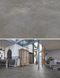 Floorlife Click Dalle PVC Ealing Gris Foncé 7411 SRC - Aspect pierre naturelle 91x45.5 cm - Solza.fr