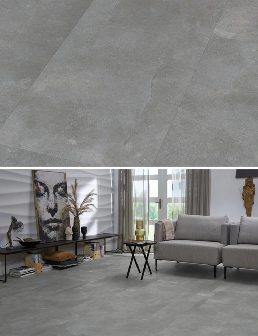 Floorlife Click PVC Tegel Ealing Grey 7412 SRC - Natuursteen look 91 x 45.5 cm - Solza.nl