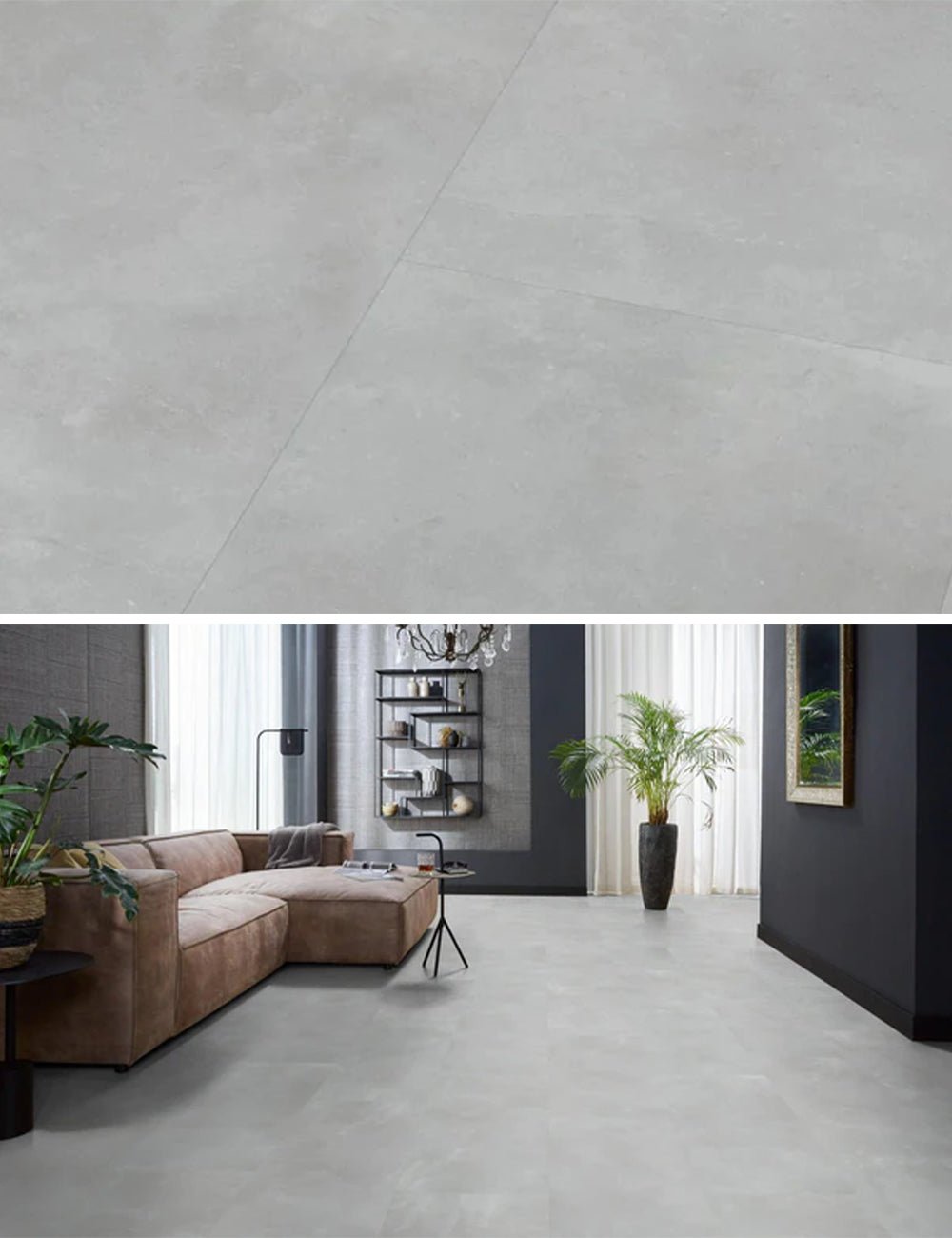 Floorlife Click PVC Tegel Ealing Light Grey 7413 SRC - Betonlook 91x45.50 cm - Solza.nl