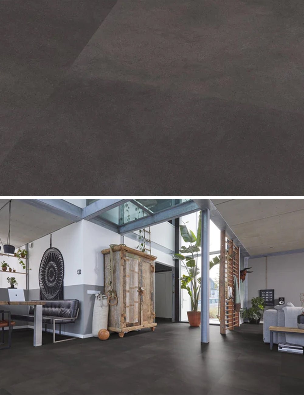 Floorlife Click Dalle PVC Peckham Anthracite 1983 SRC - Noir anthracite 60x60 cm - Solza.fr