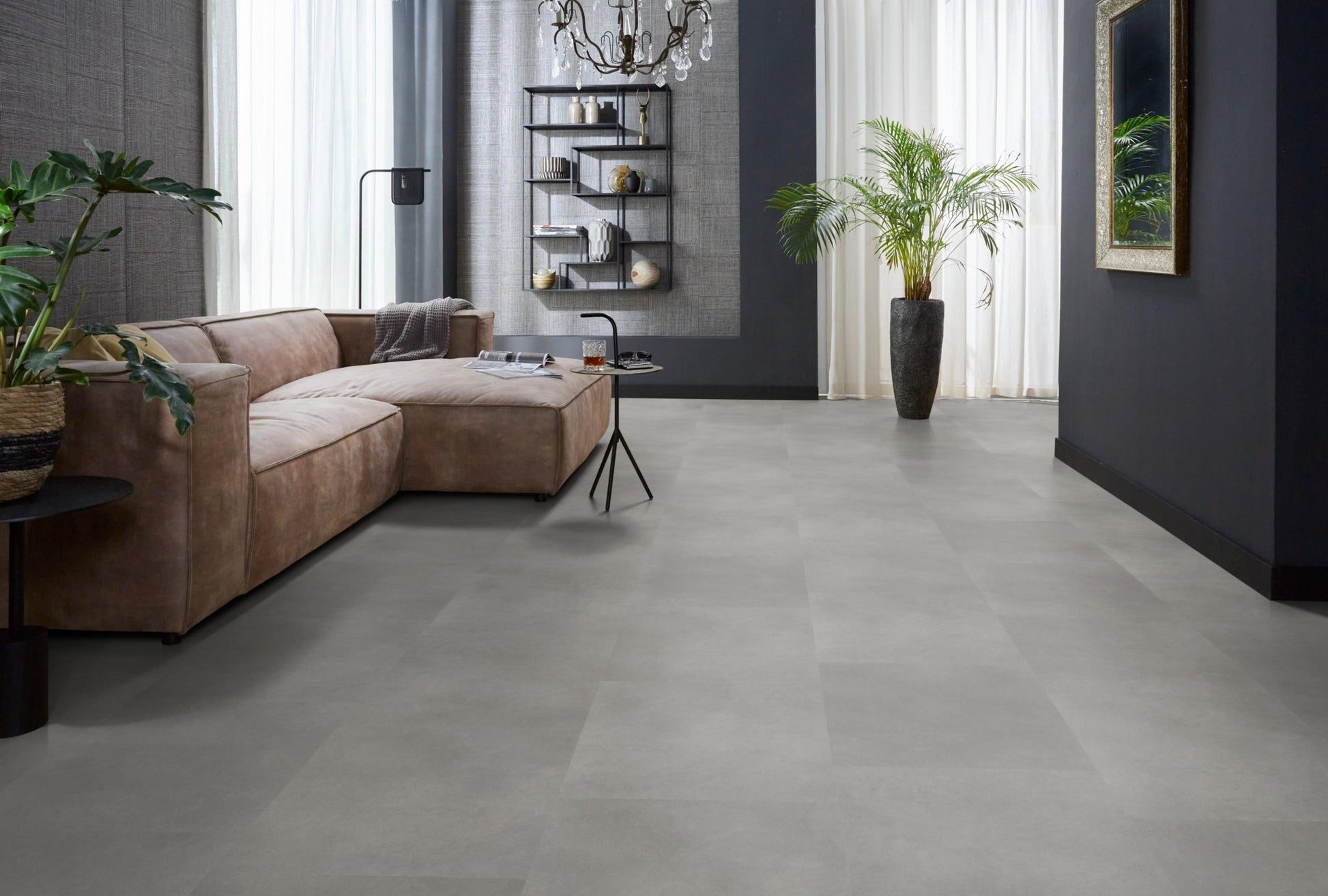 Floorlife Click dalle PVC Peckham Light Grey 1980 SRC - Aspect sol béton 60 x 60 cm - Solza.fr